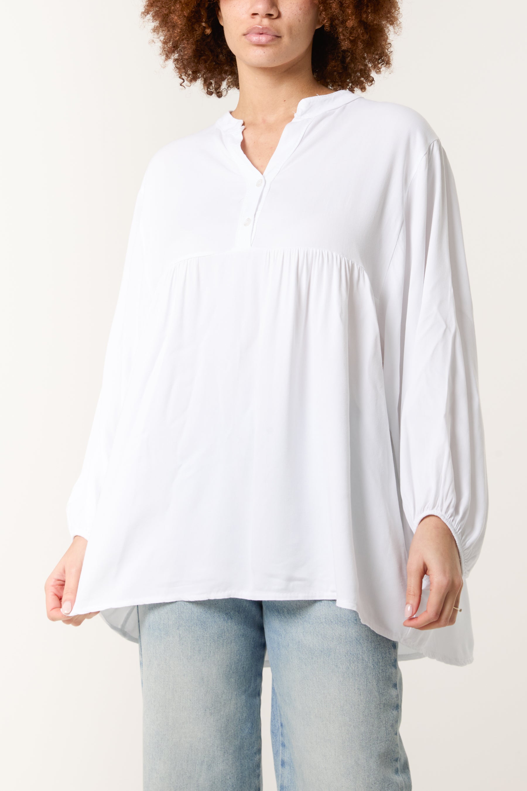 Grandad Collar Smock Blouse