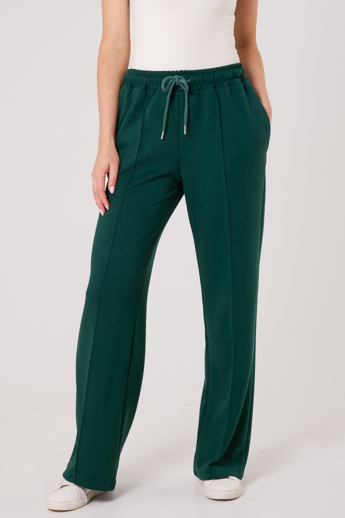 Drawstring Crease-Front Sweat Trousers