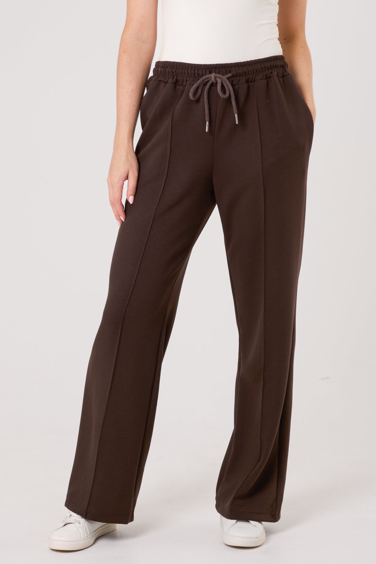 Drawstring Crease-Front Sweat Trousers