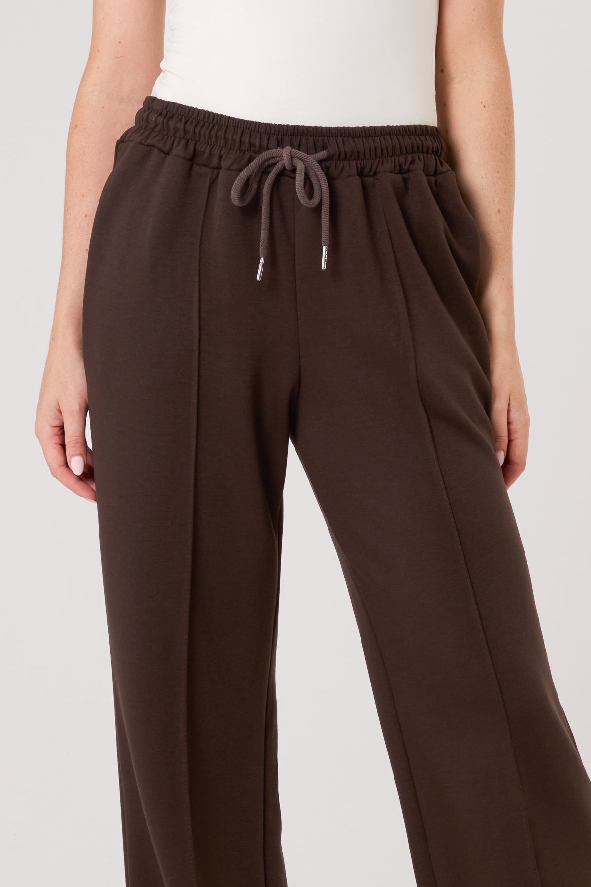 Drawstring Crease-Front Sweat Trousers