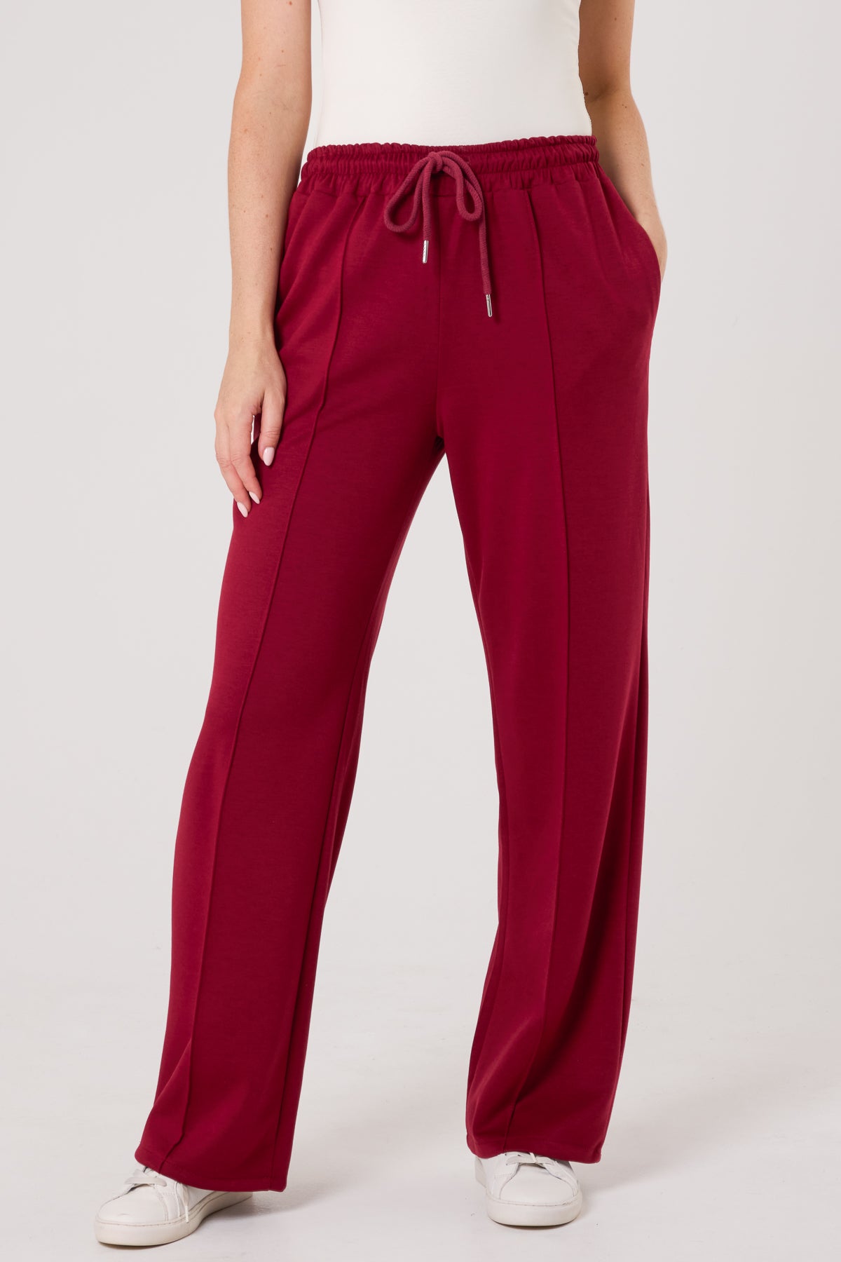 Drawstring Crease-Front Sweat Trousers