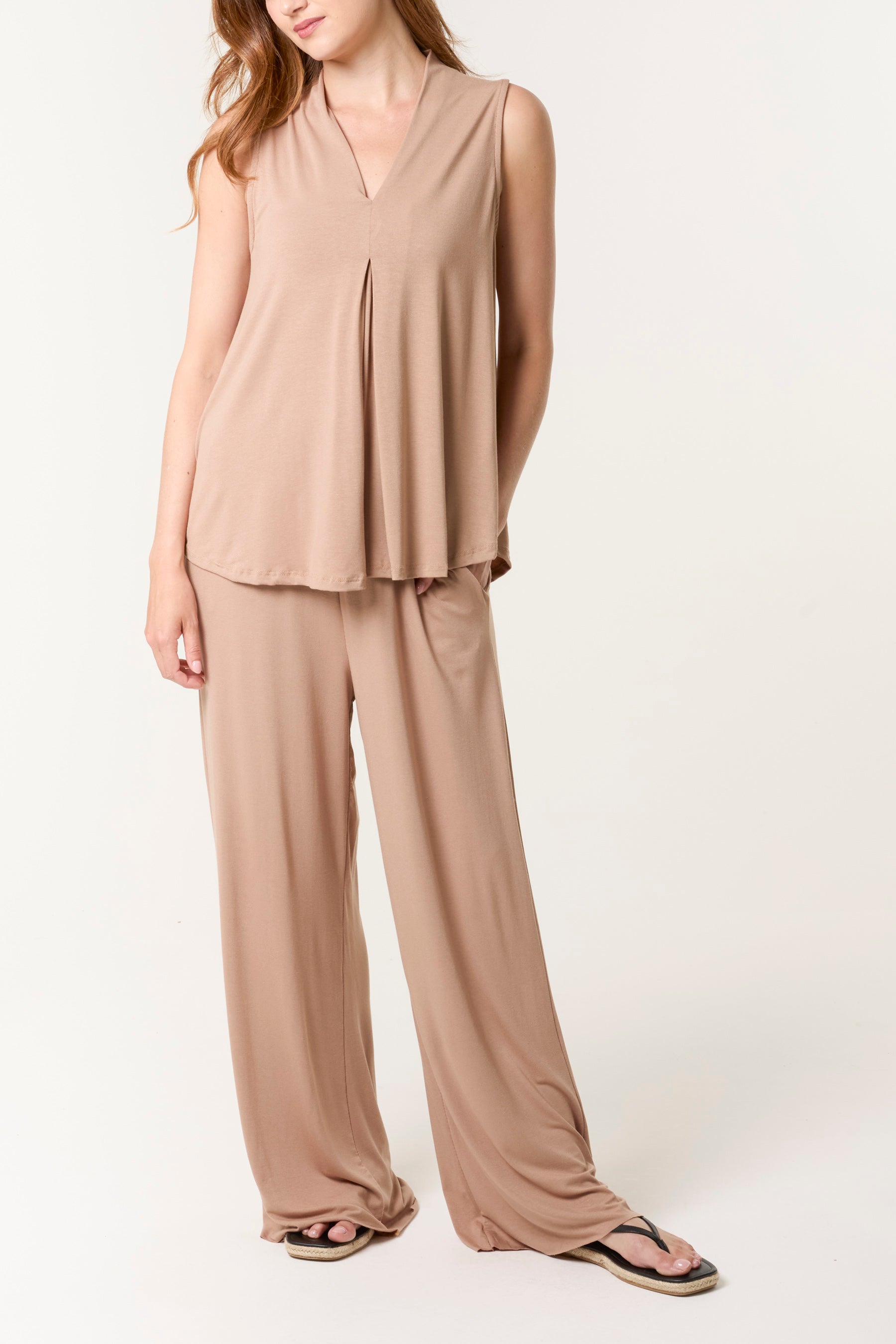 Stretch Jersey Vest & Wide Leg Trouser Set