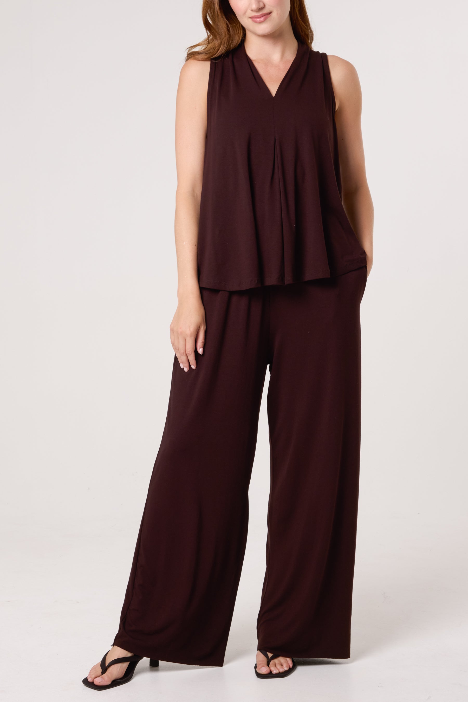 Stretch Jersey Vest & Wide Leg Trouser Set