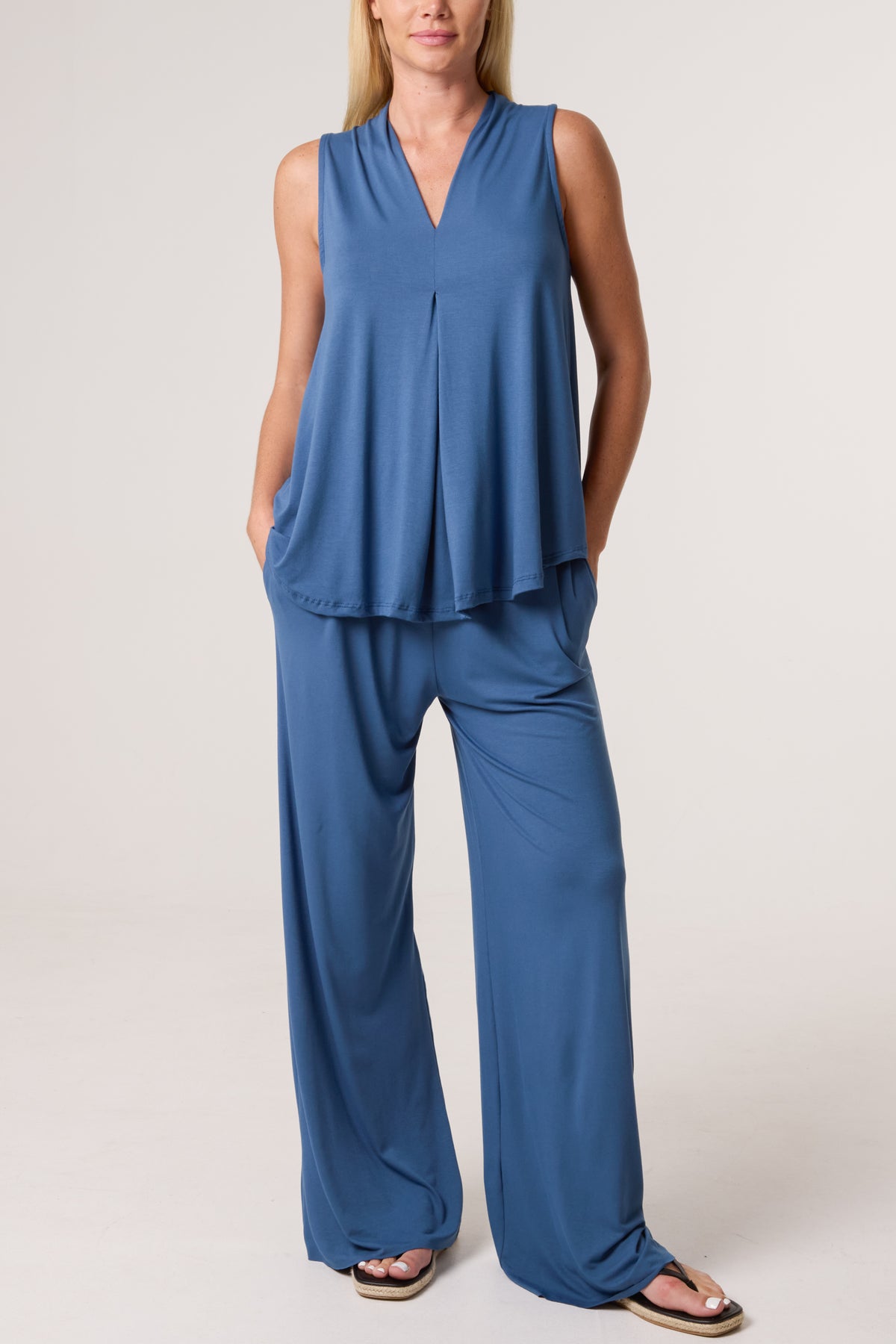 Stretch Jersey Vest & Wide Leg Trouser Set