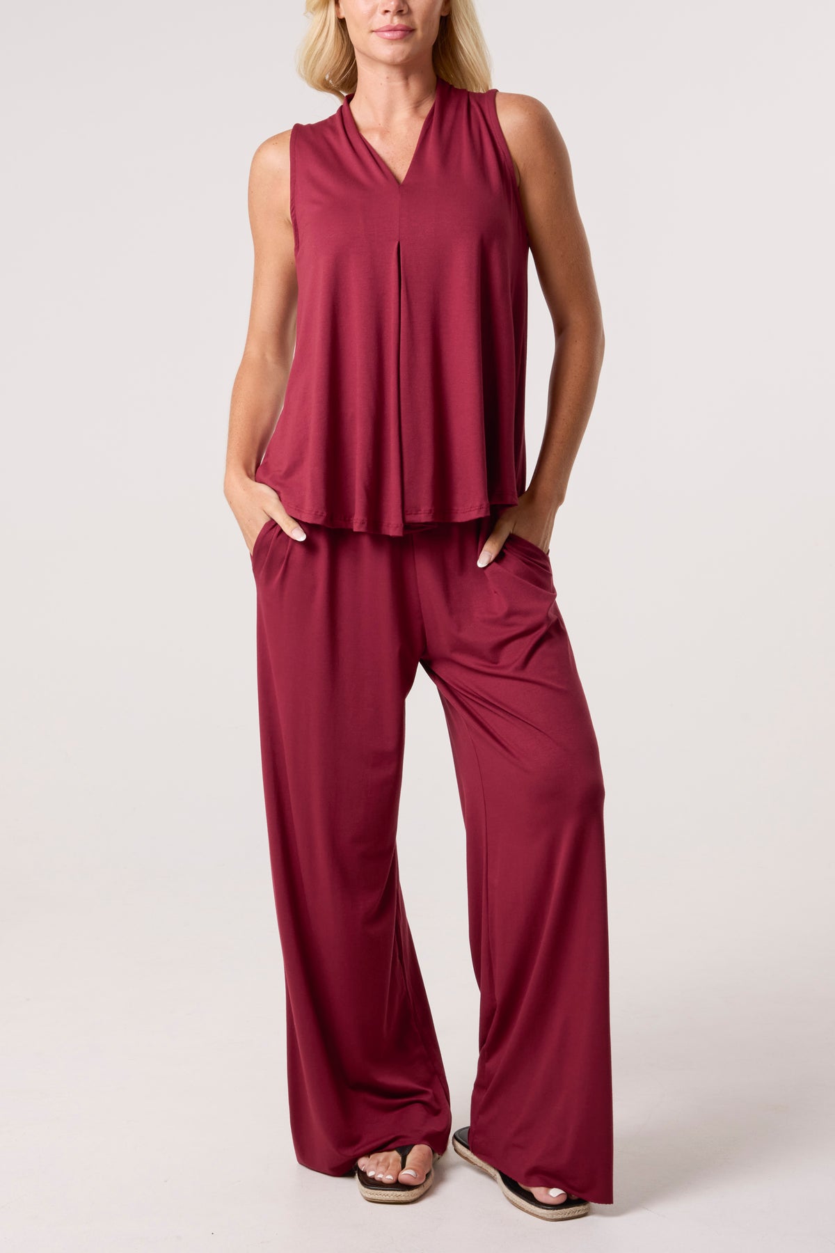 Stretch Jersey Vest & Wide Leg Trouser Set