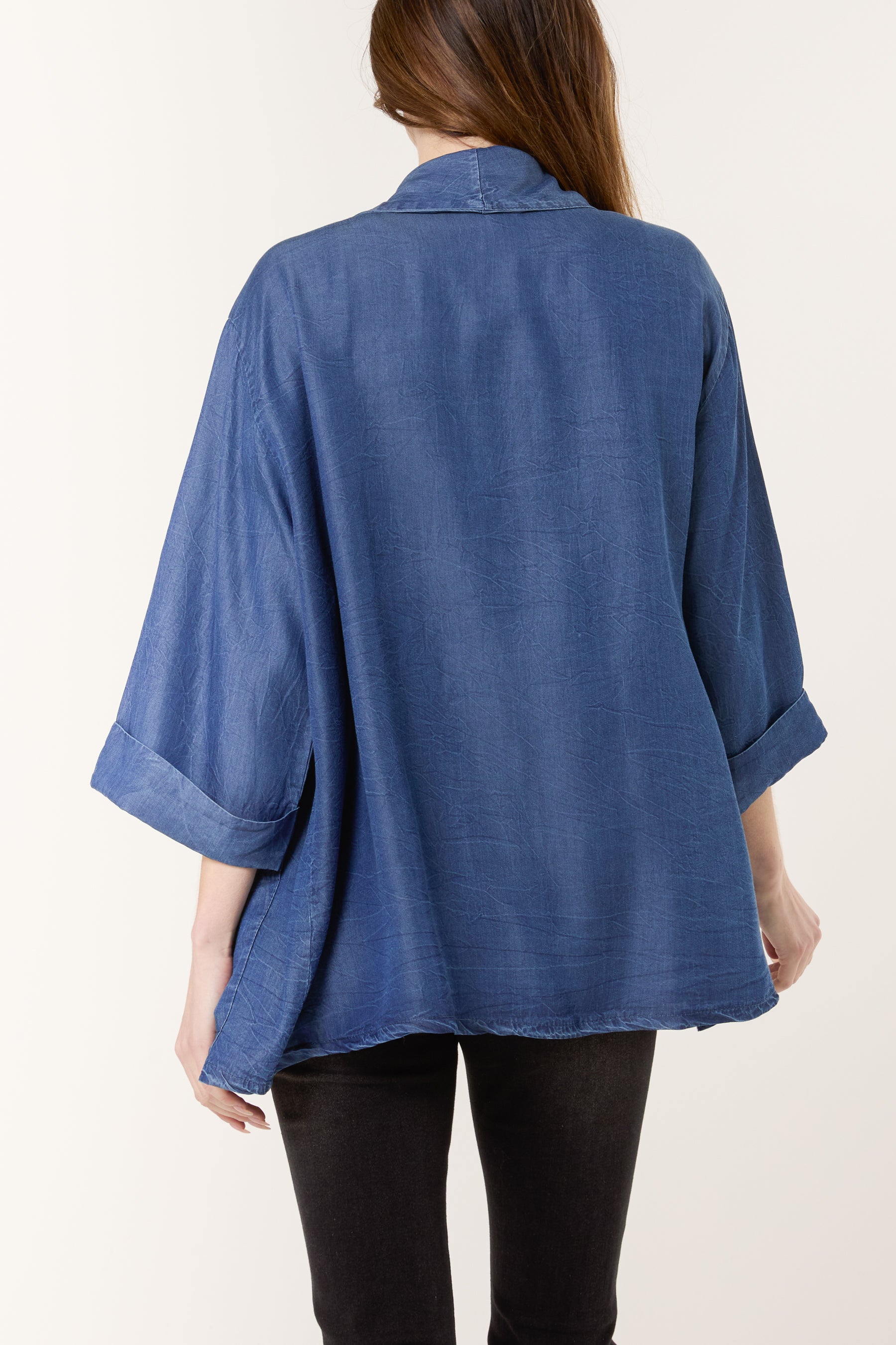 Floaty Denim Pockets Kimono Jacket