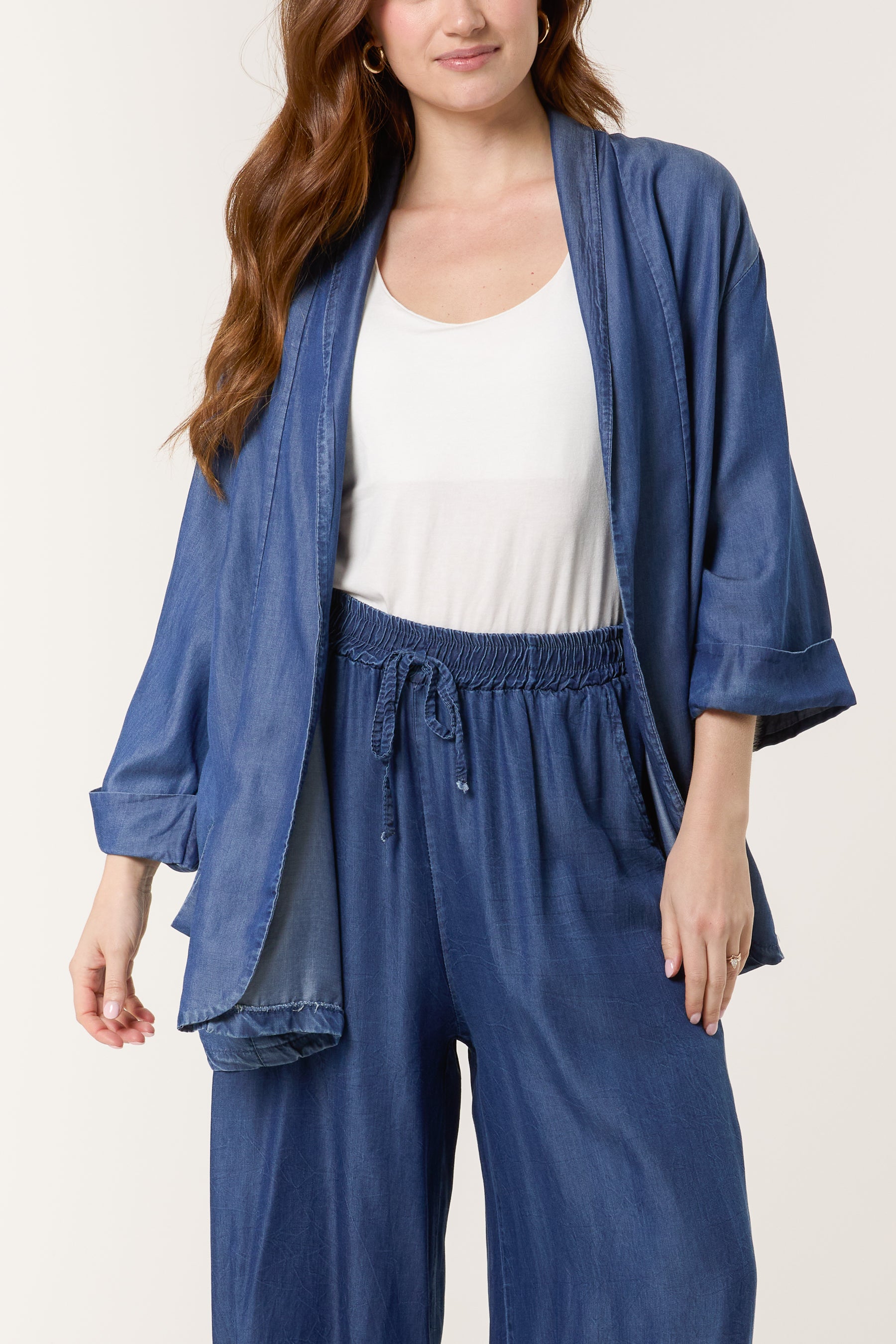 Floaty Denim Pockets Kimono Jacket