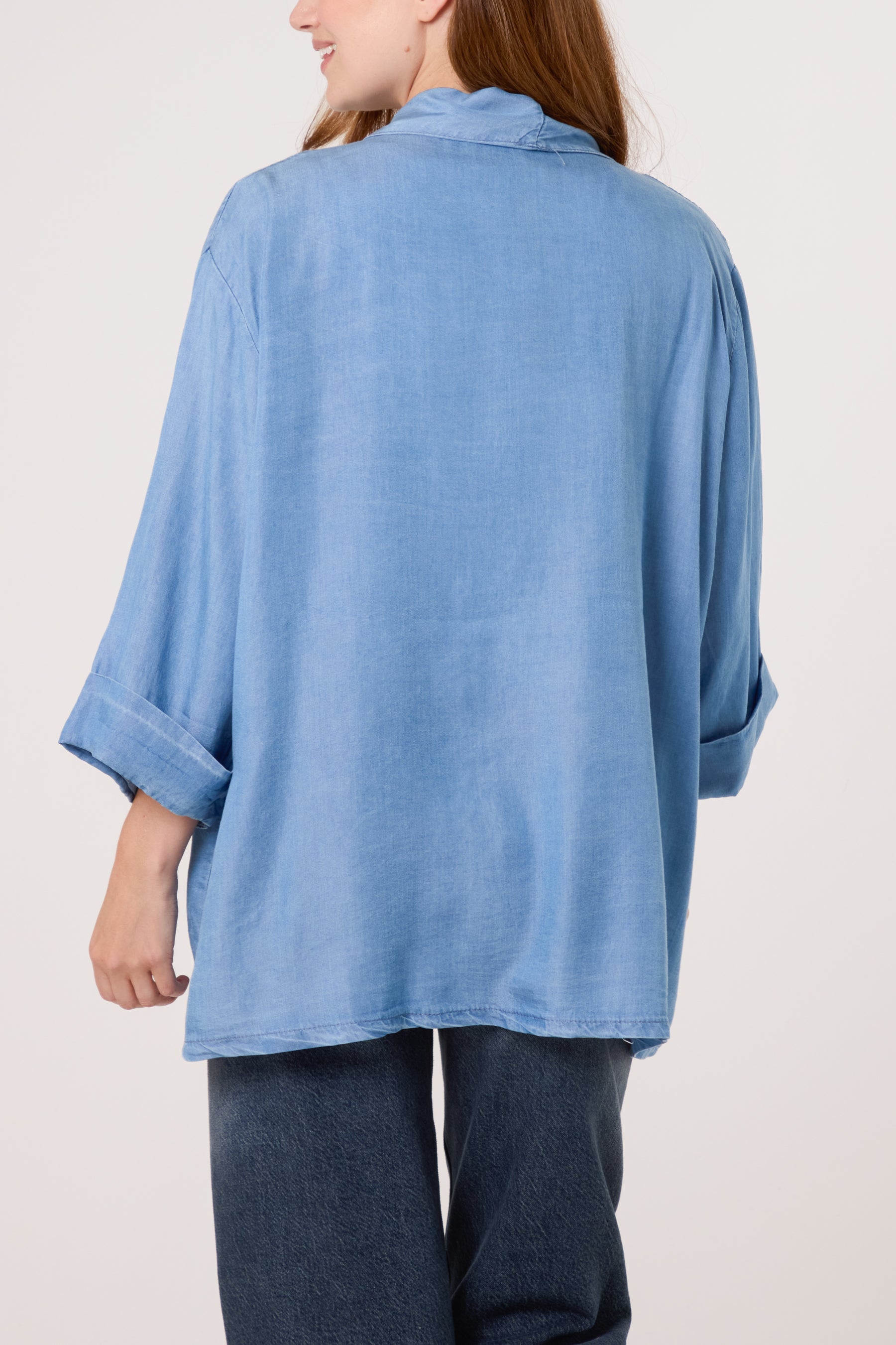 Floaty Denim Pockets Kimono Jacket