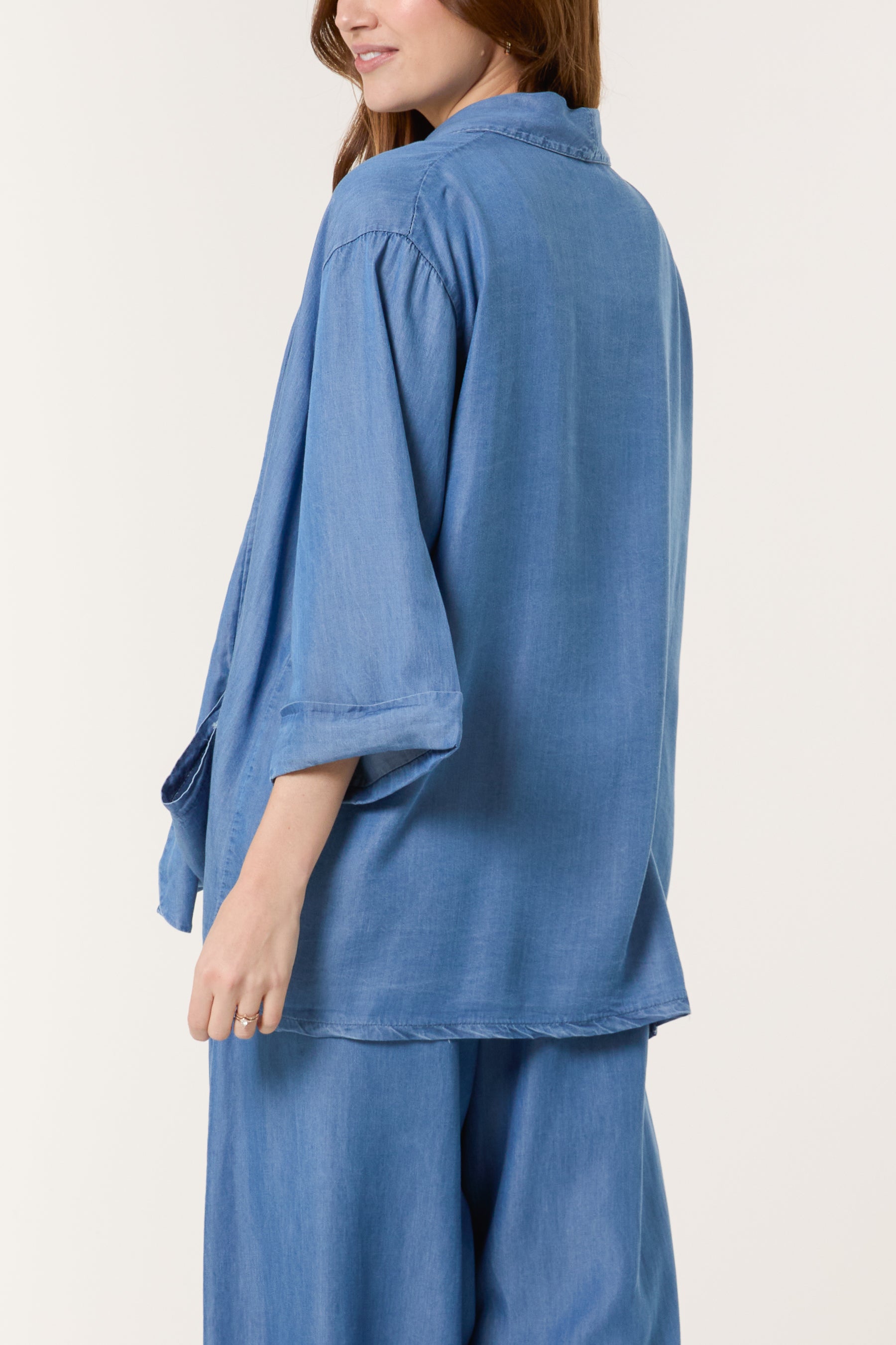 Floaty Denim Pockets Kimono Jacket
