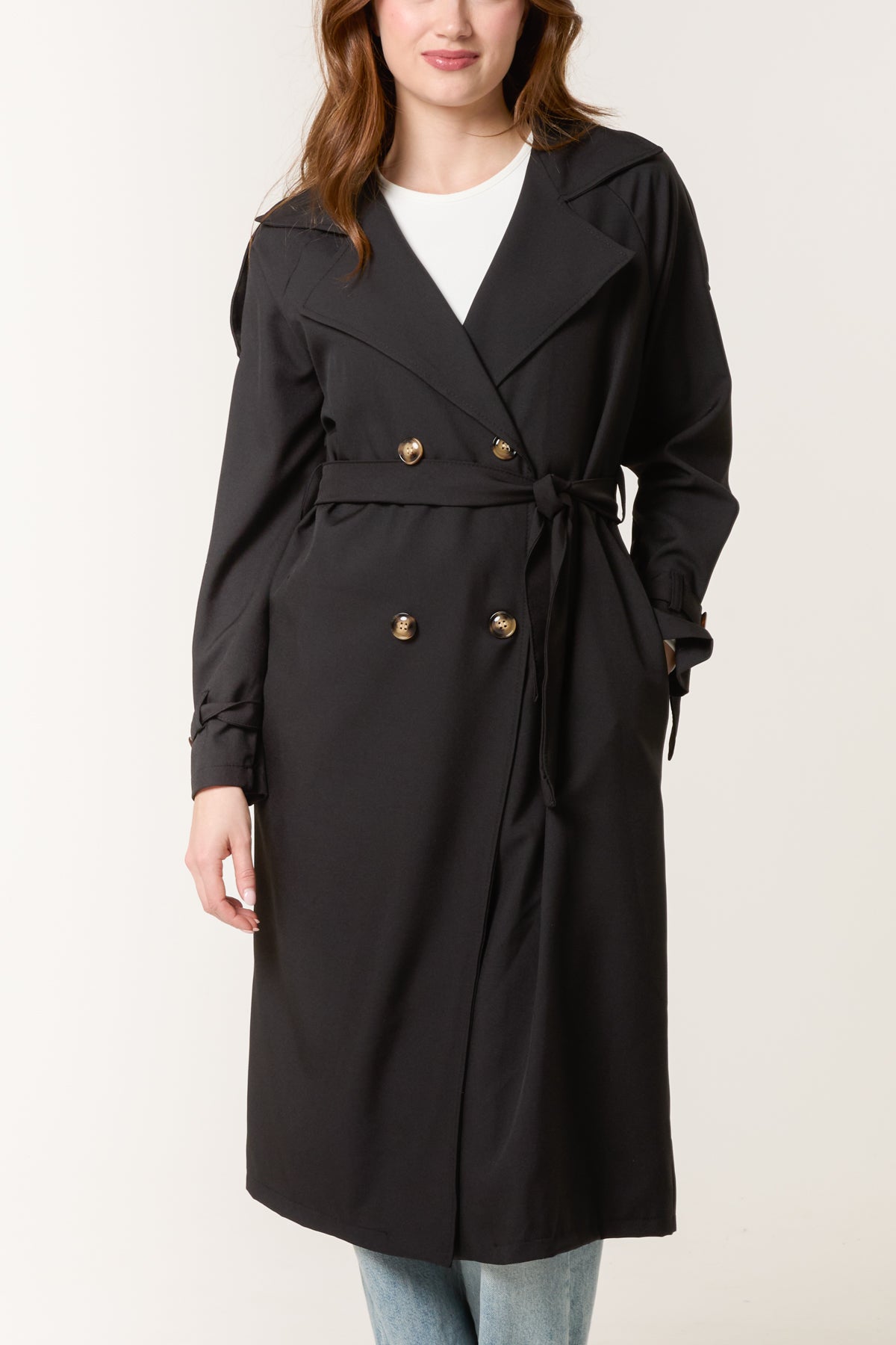 Double Breasted Belted Trench Coat