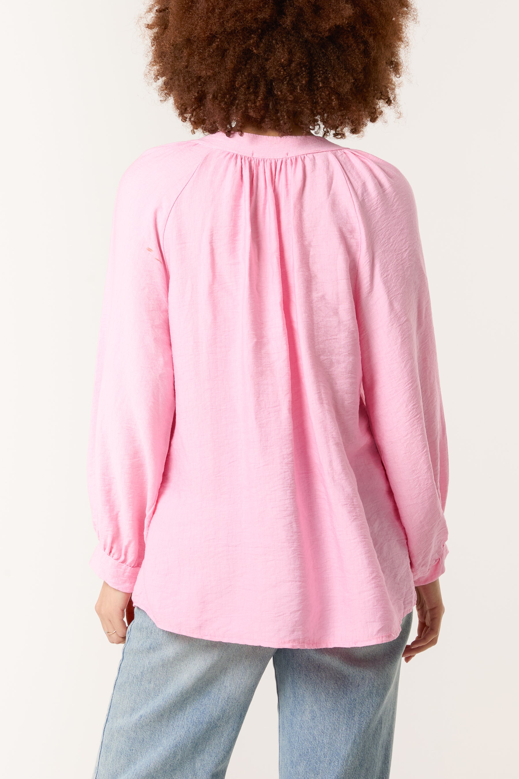 Grandad Collar Shell Button Blouse