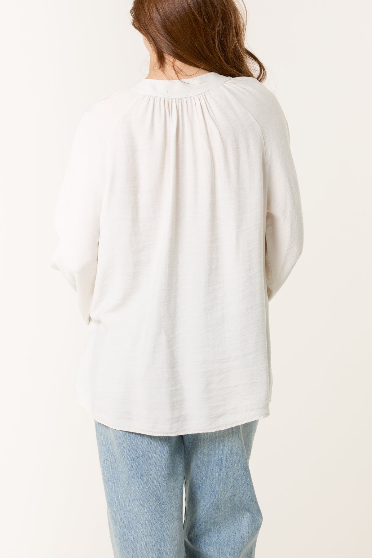Grandad Collar Shell Button Blouse