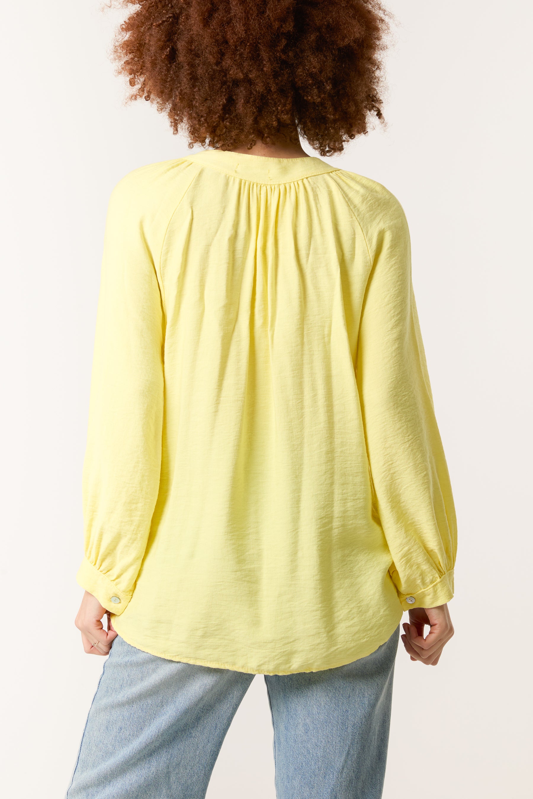 Grandad Collar Shell Button Blouse