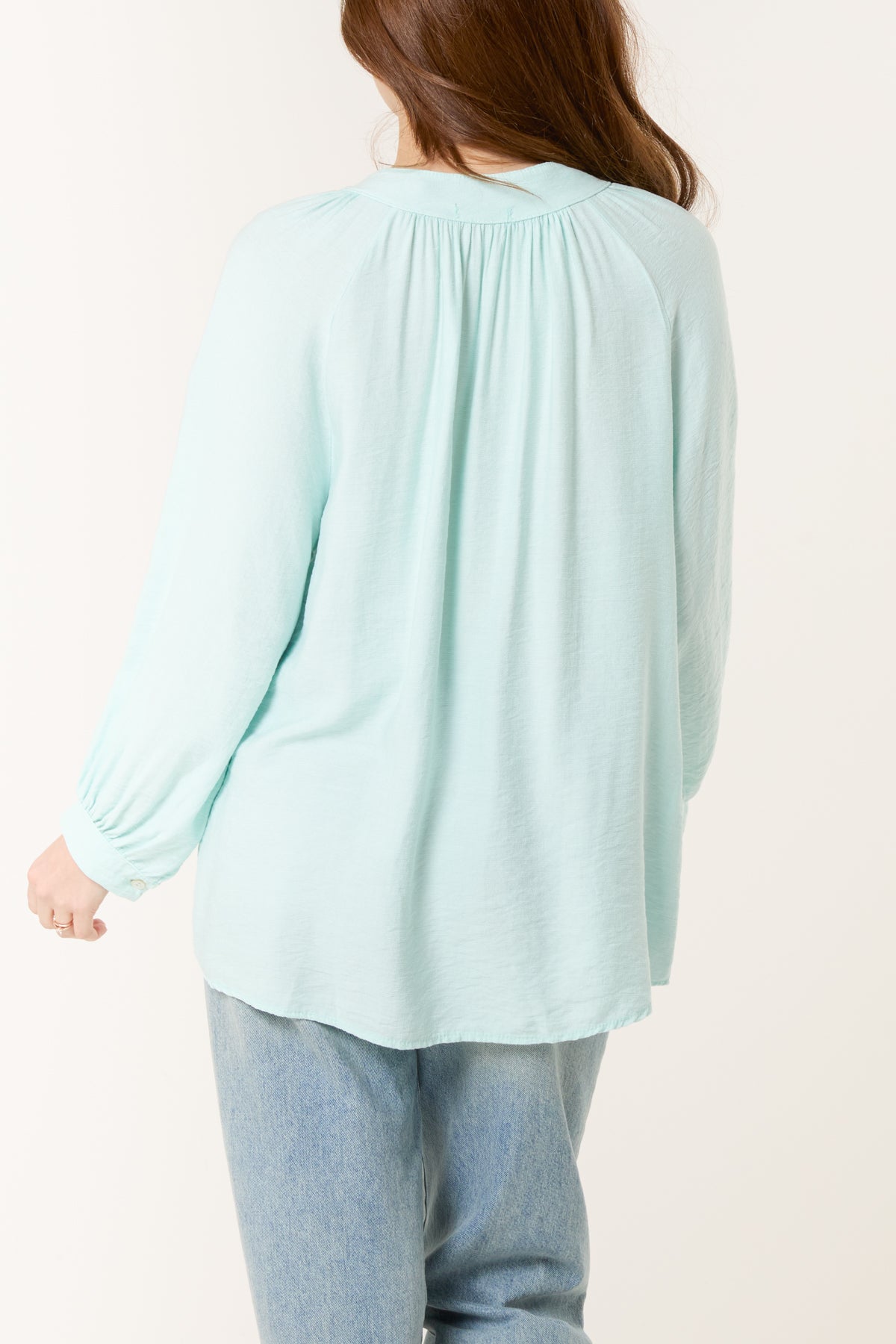 Grandad Collar Shell Button Blouse