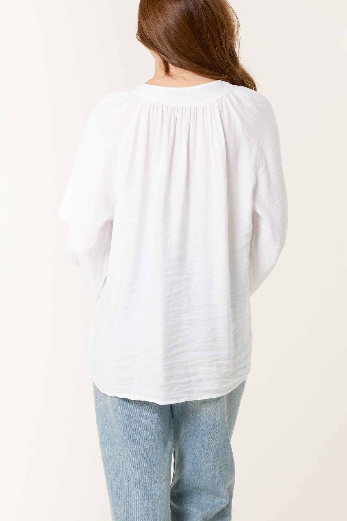 Grandad Collar Shell Button Blouse