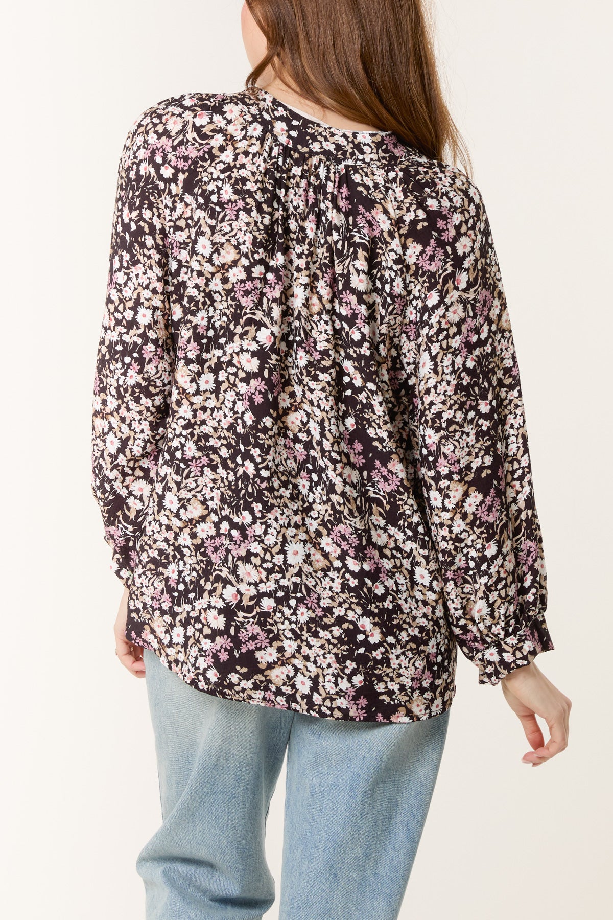 Daisy Print Shell Button Blouse
