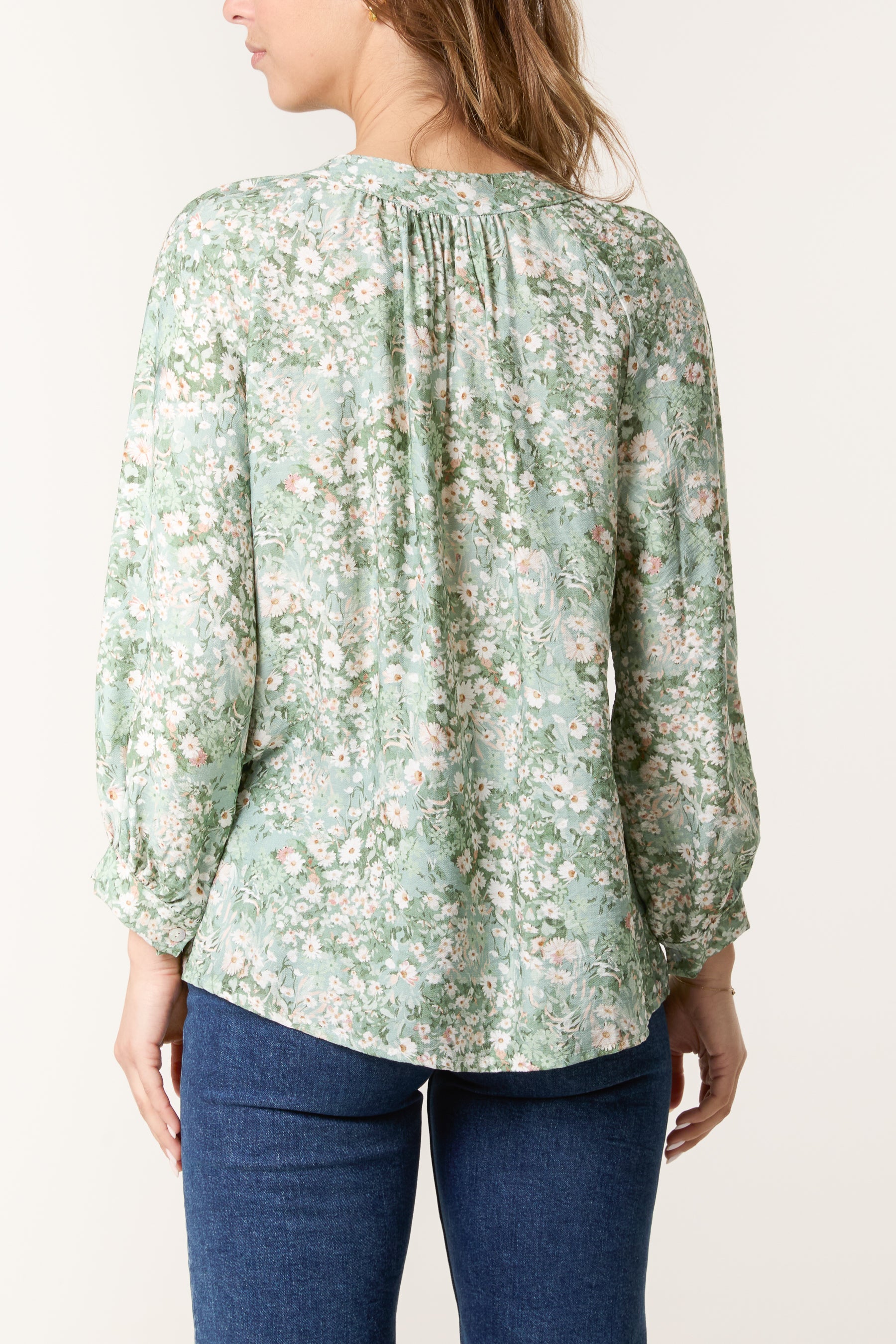 Daisy Print Shell Button Blouse