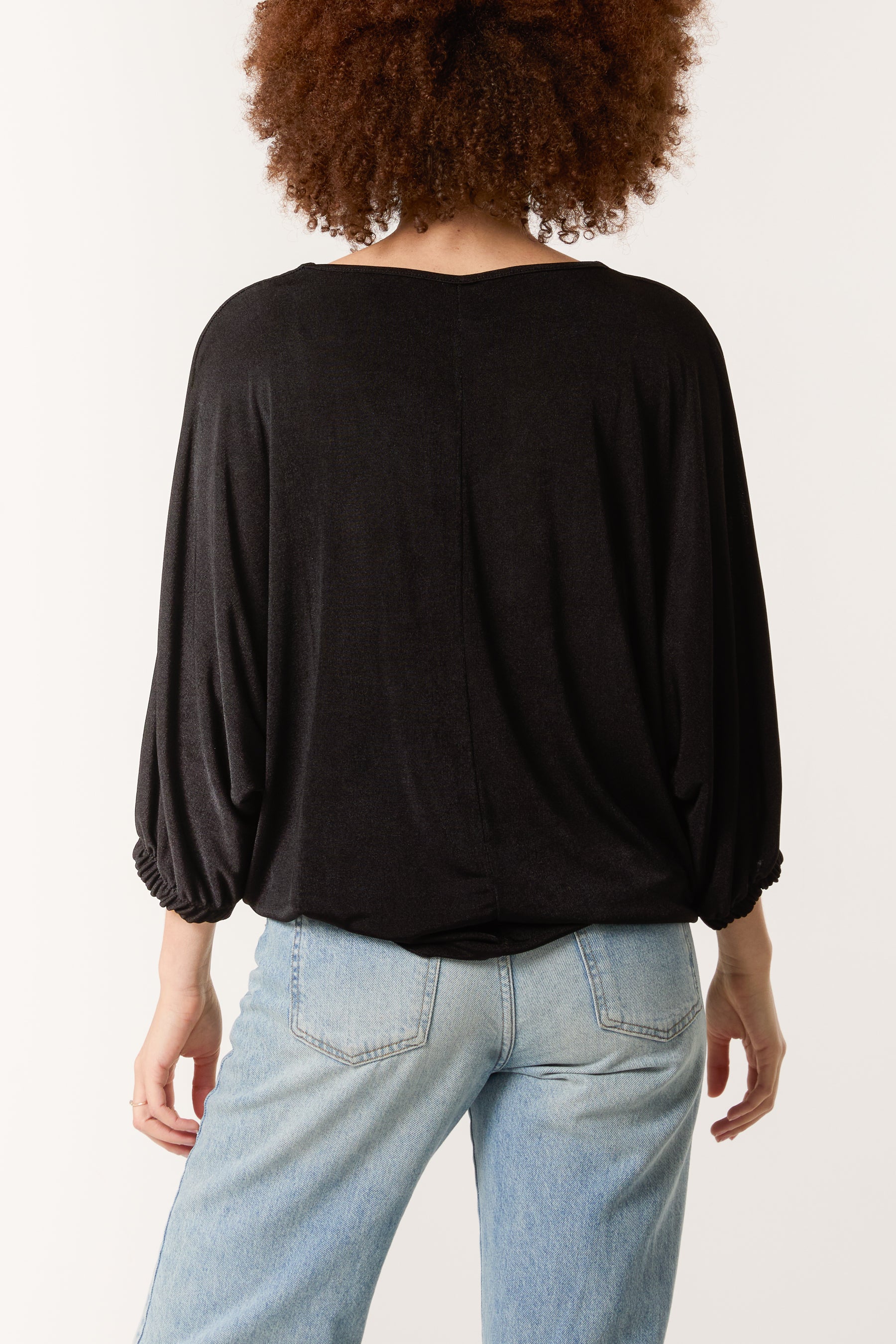 V-Neck Tie Front Acetate Top