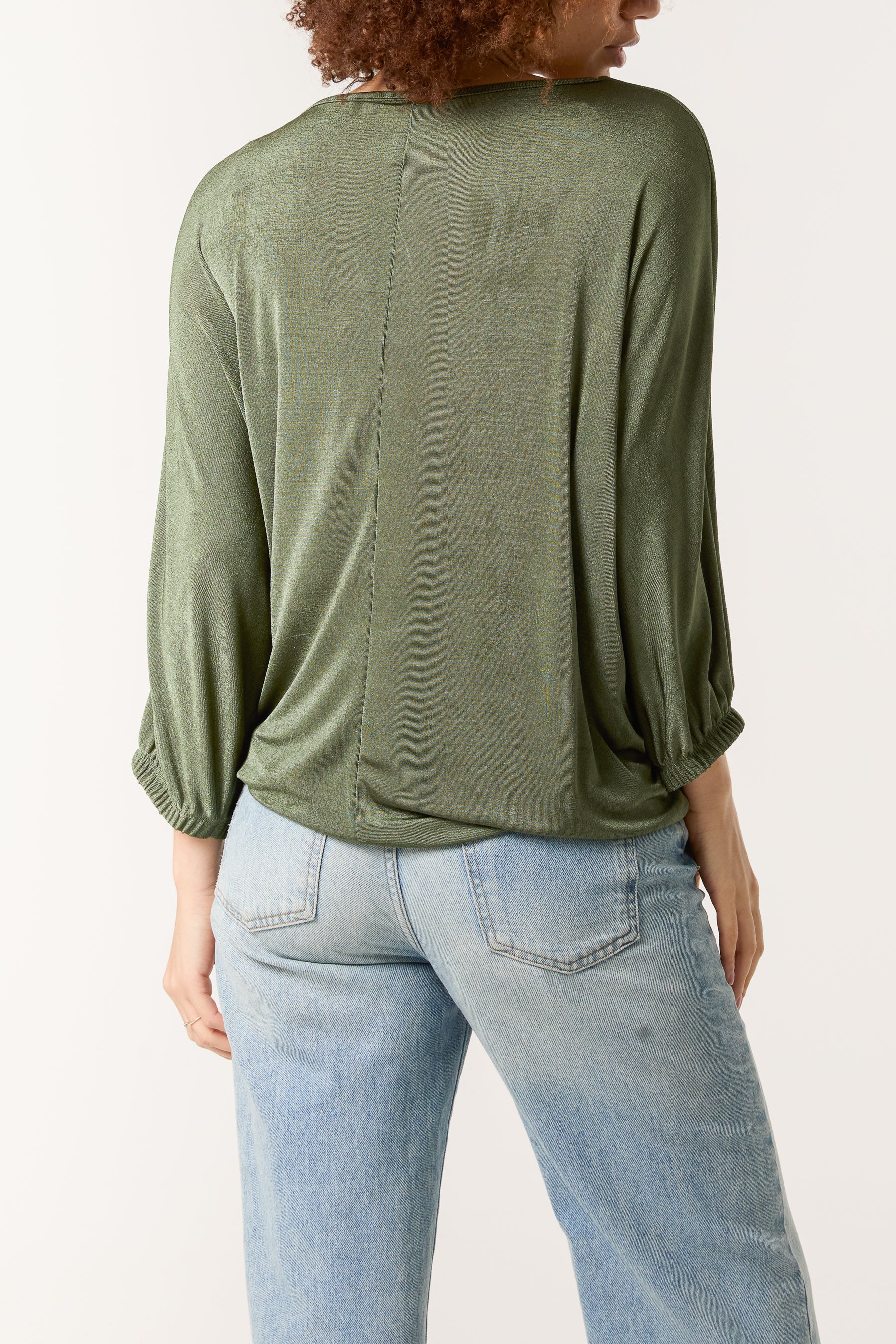 V-Neck Tie Front Acetate Top