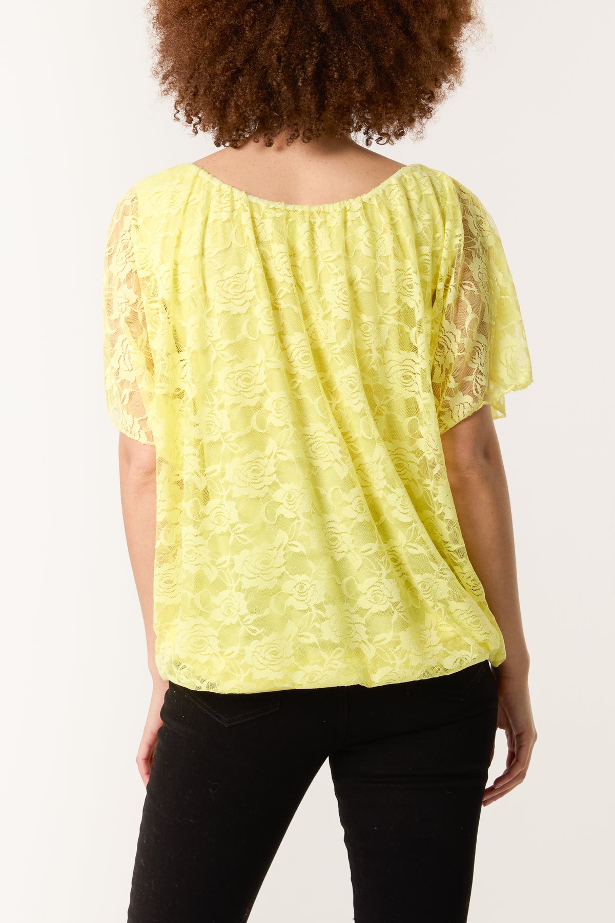 Angel Sleeve Waistband Lace Top