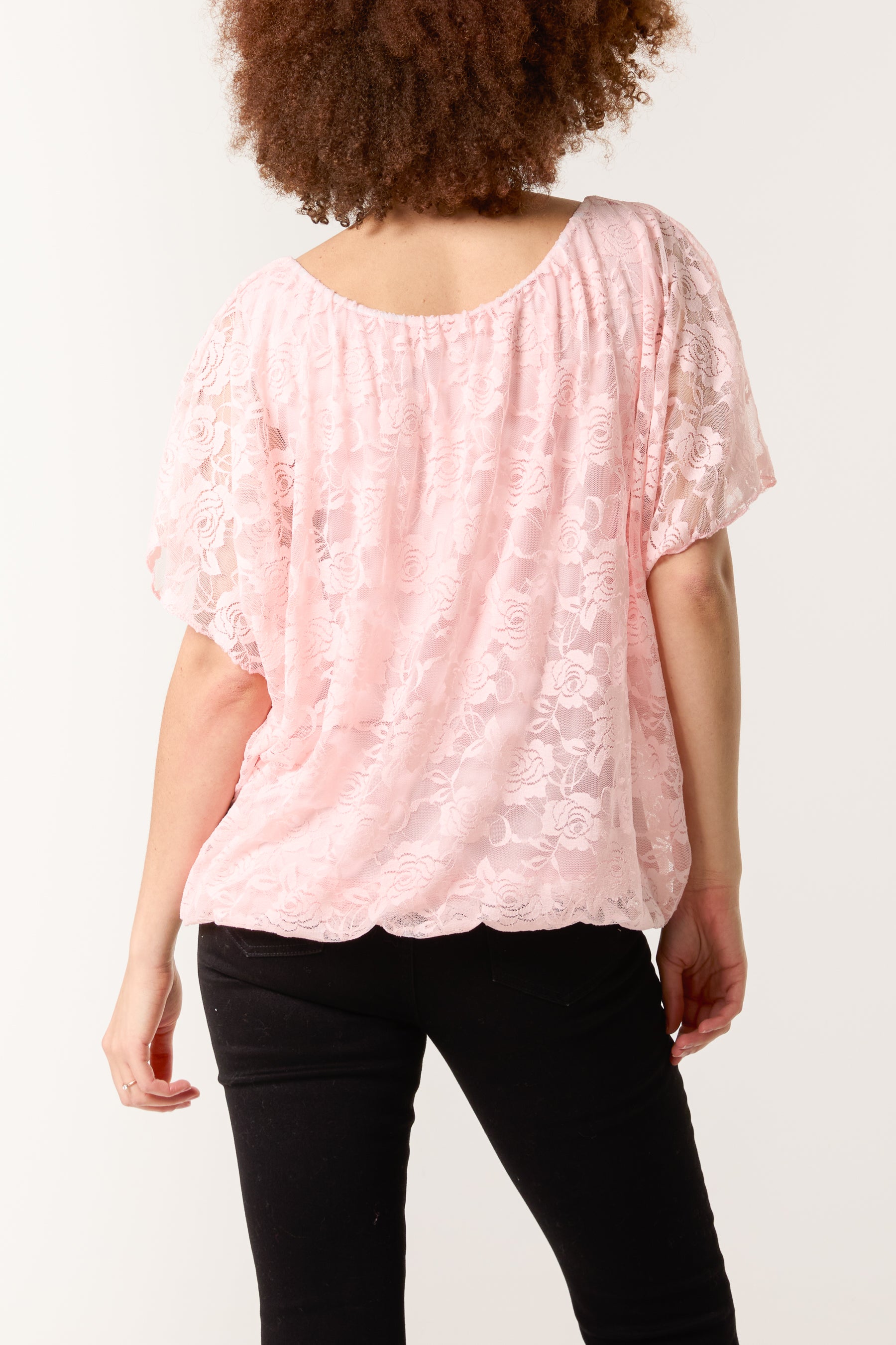 Angel Sleeve Waistband Lace Top