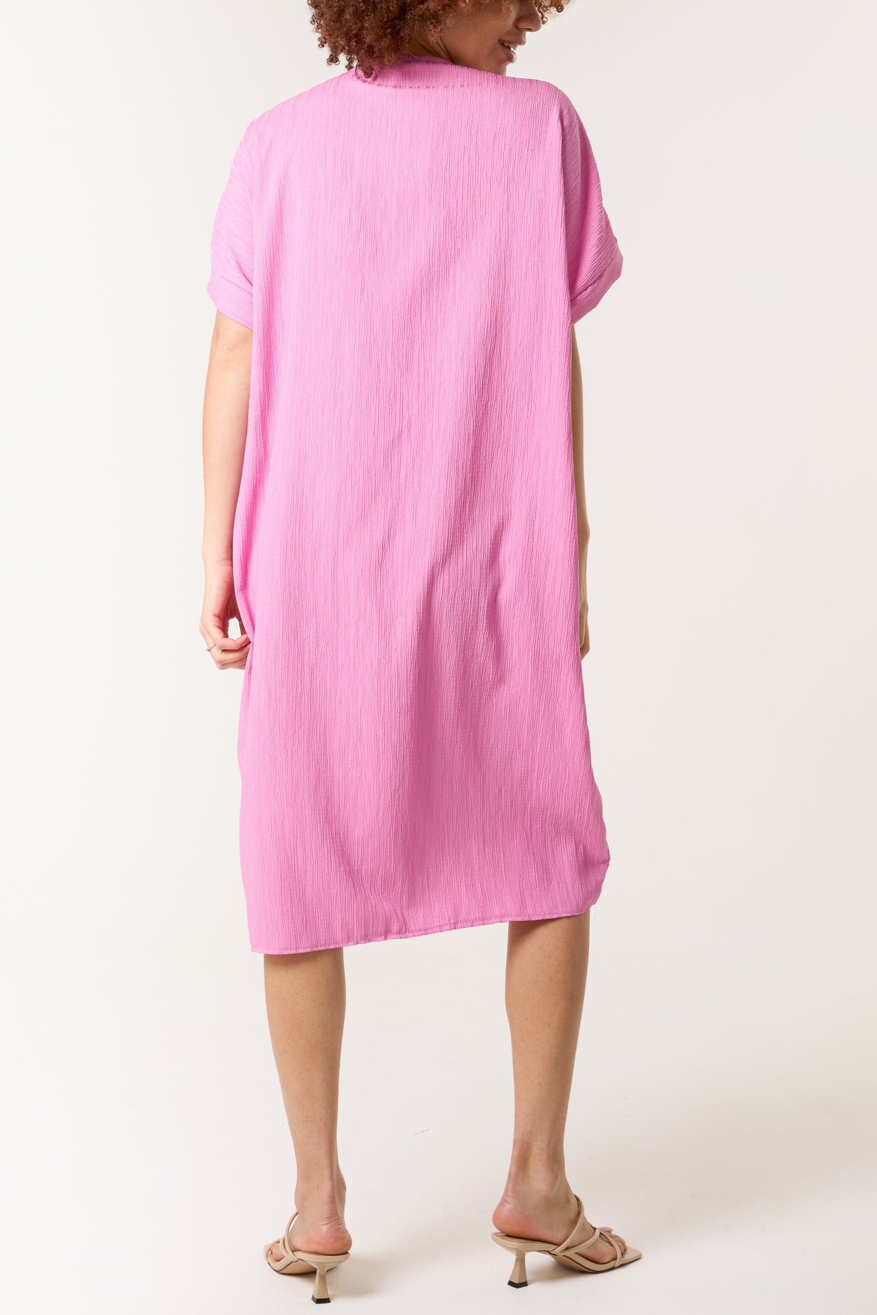 Twisted Front Crinkle Fabric Dress