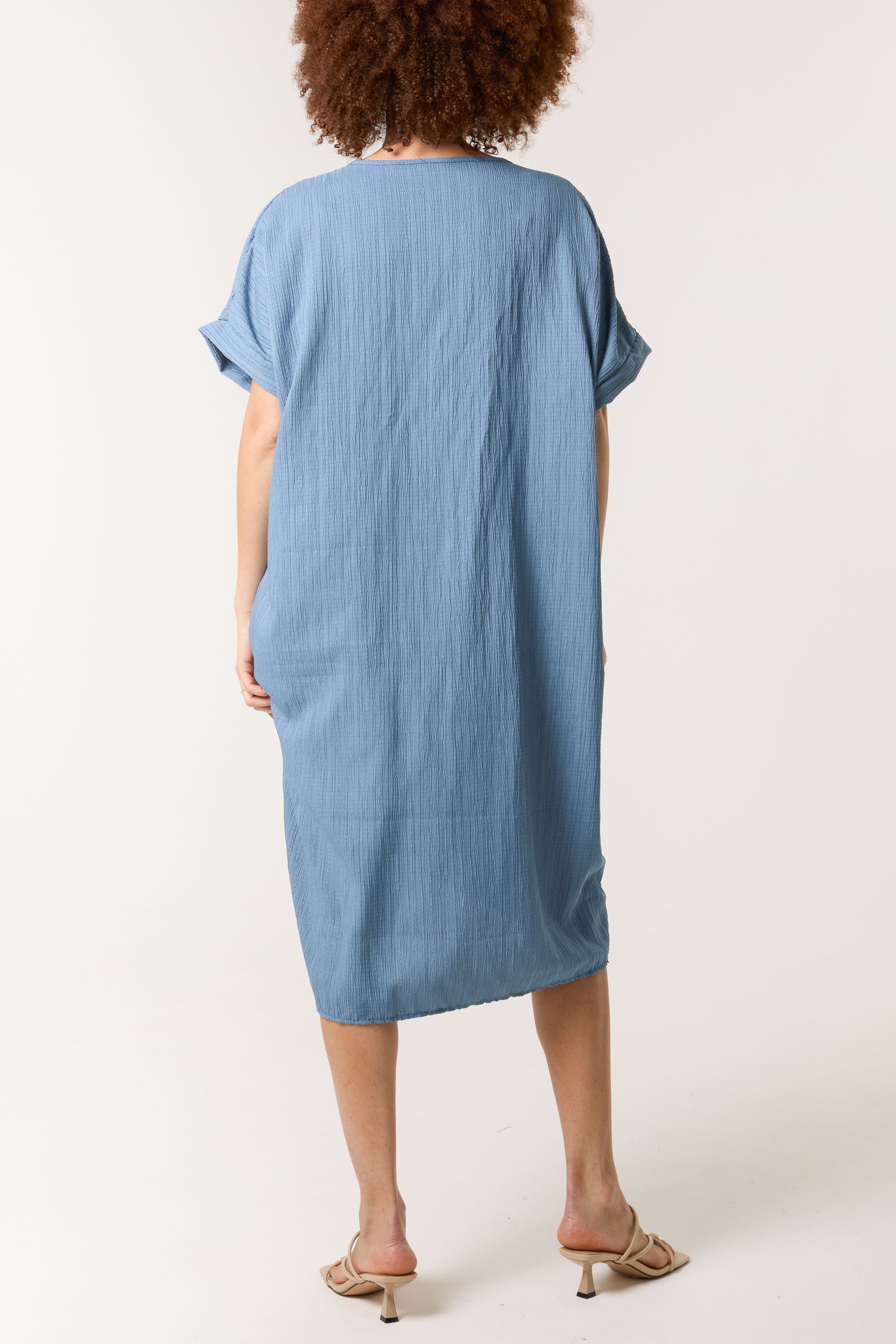 Twisted Front Crinkle Fabric Dress