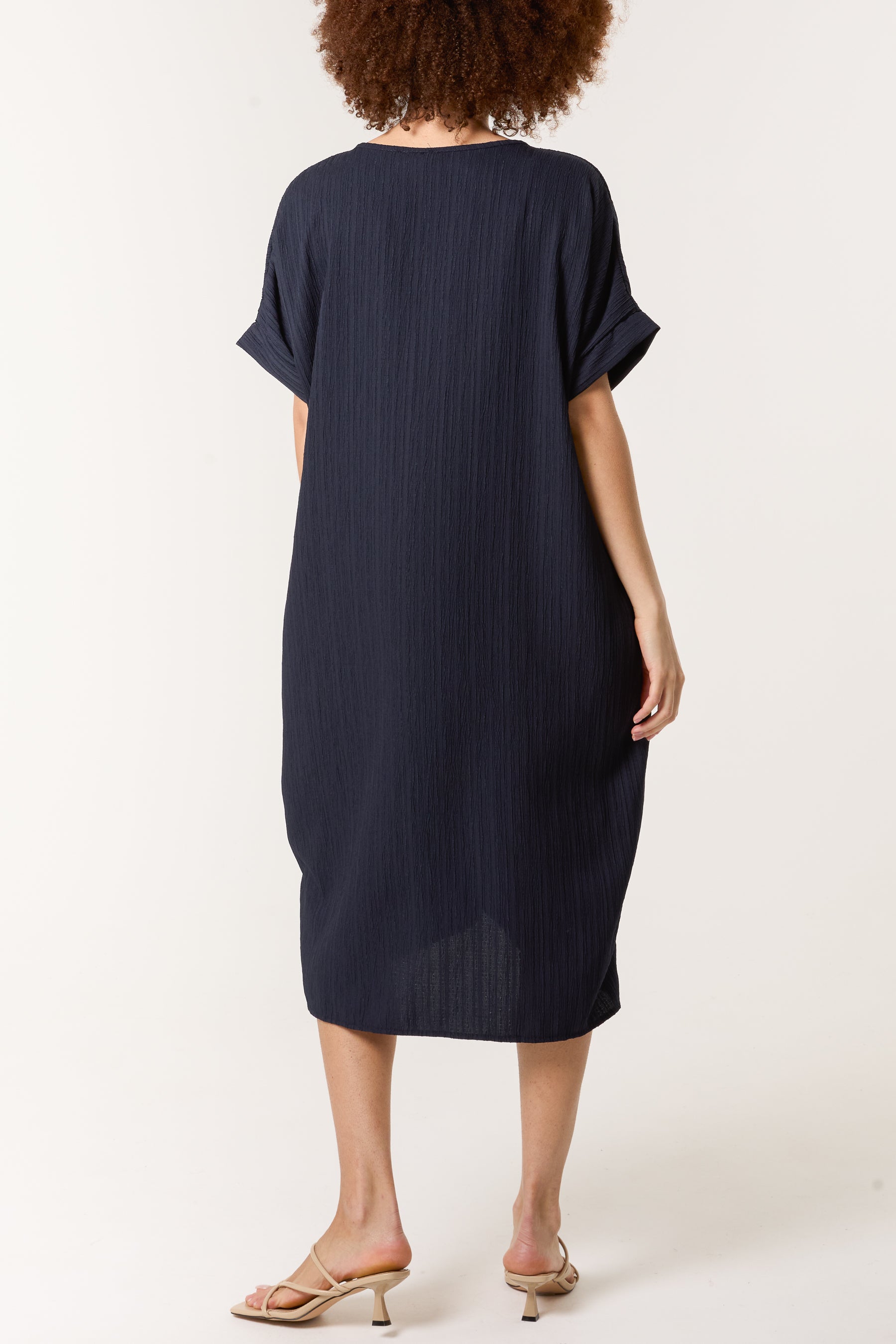 Twisted Front Crinkle Fabric Dress