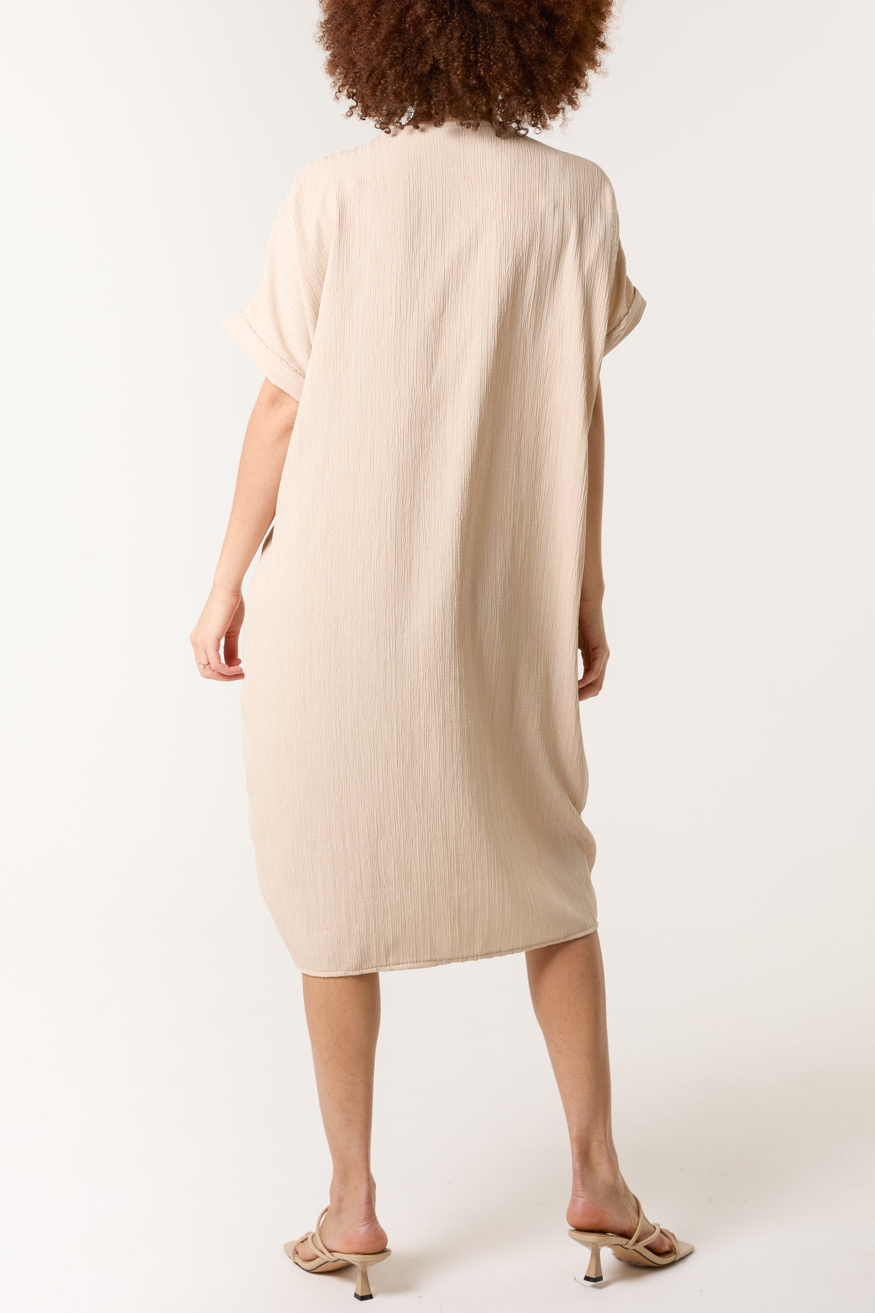 Twisted Front Crinkle Fabric Dress