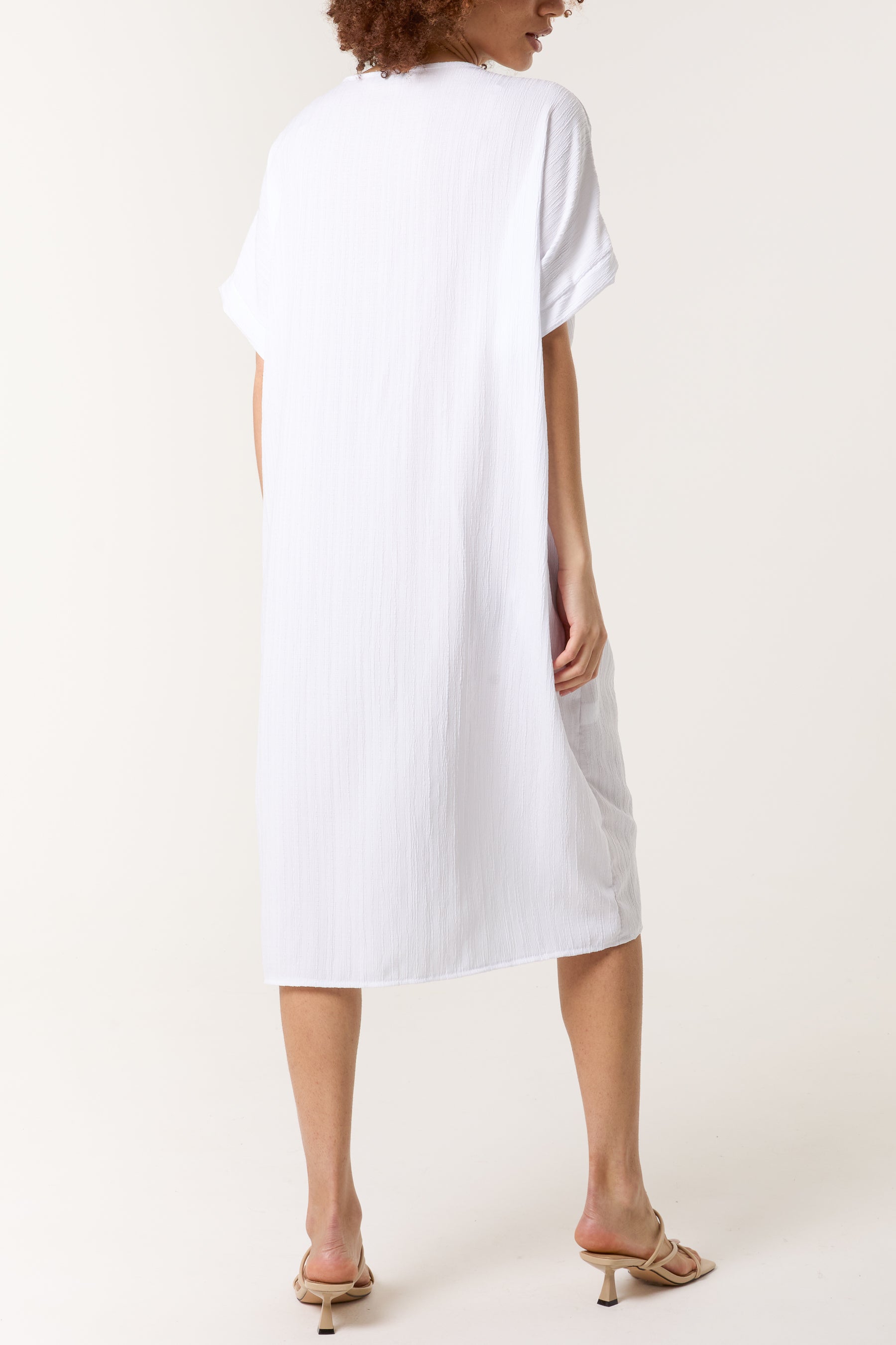 Twisted Front Crinkle Fabric Dress