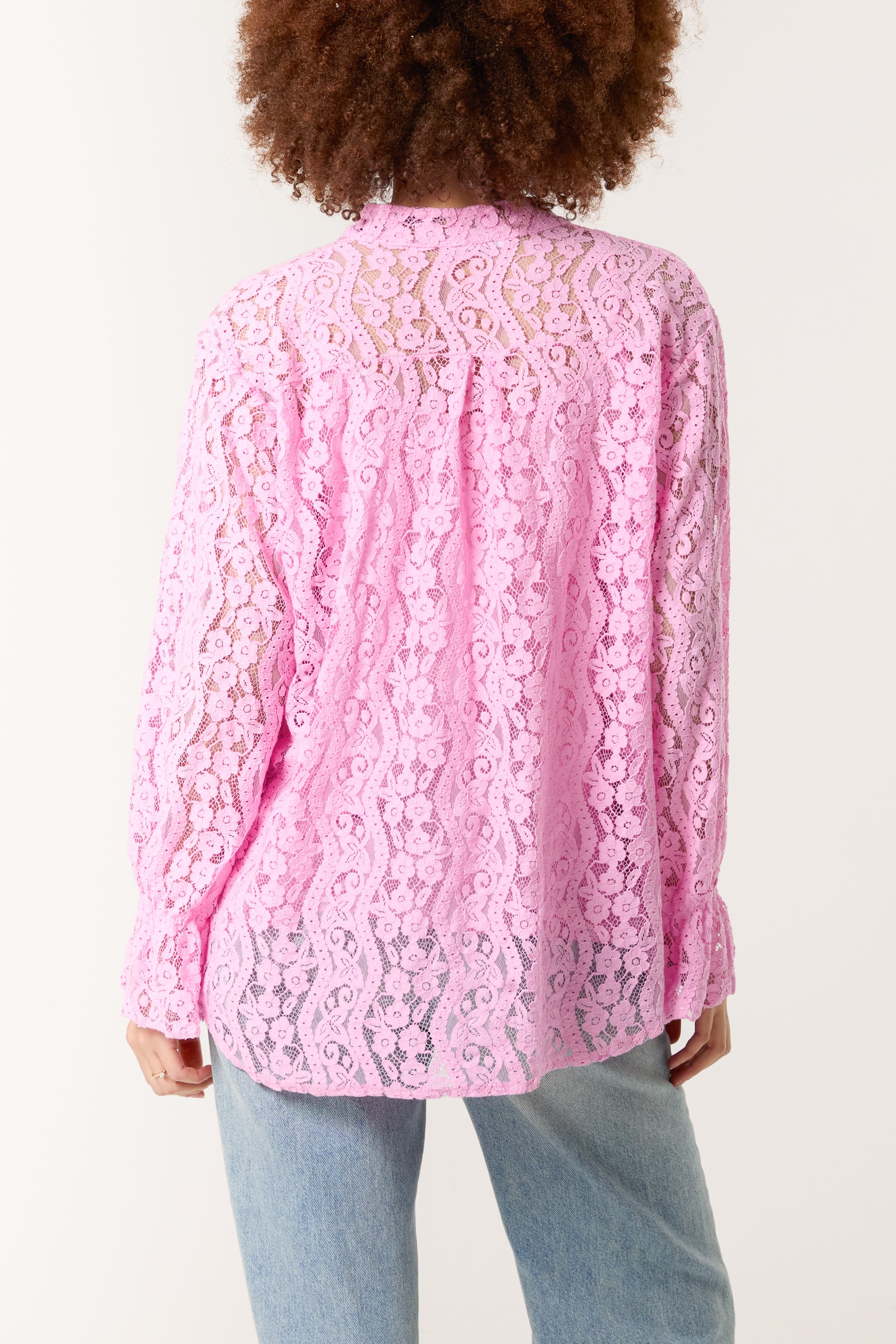 Long Sleeve Floral Lace Lined Blouse