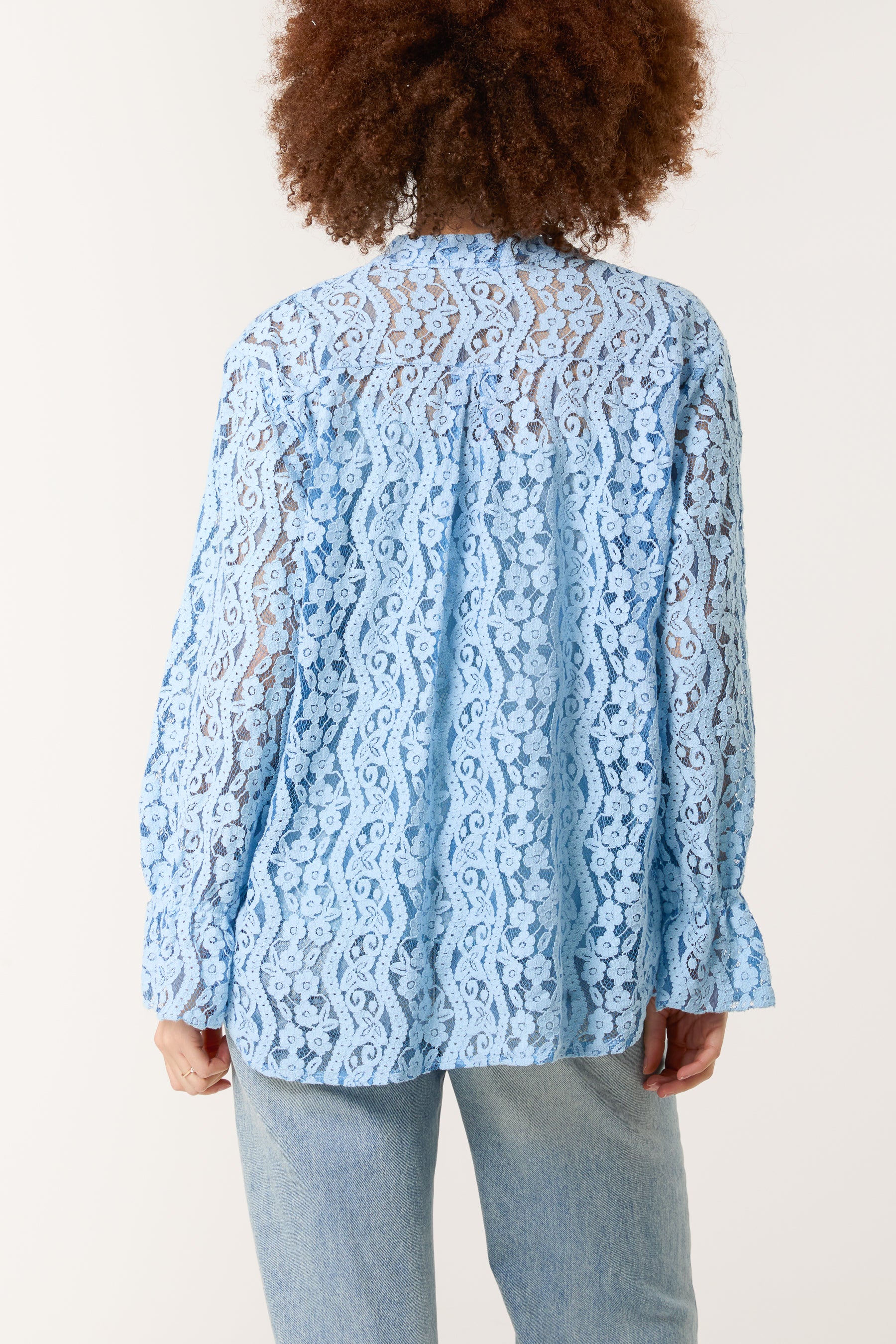 Long Sleeve Floral Lace Lined Blouse
