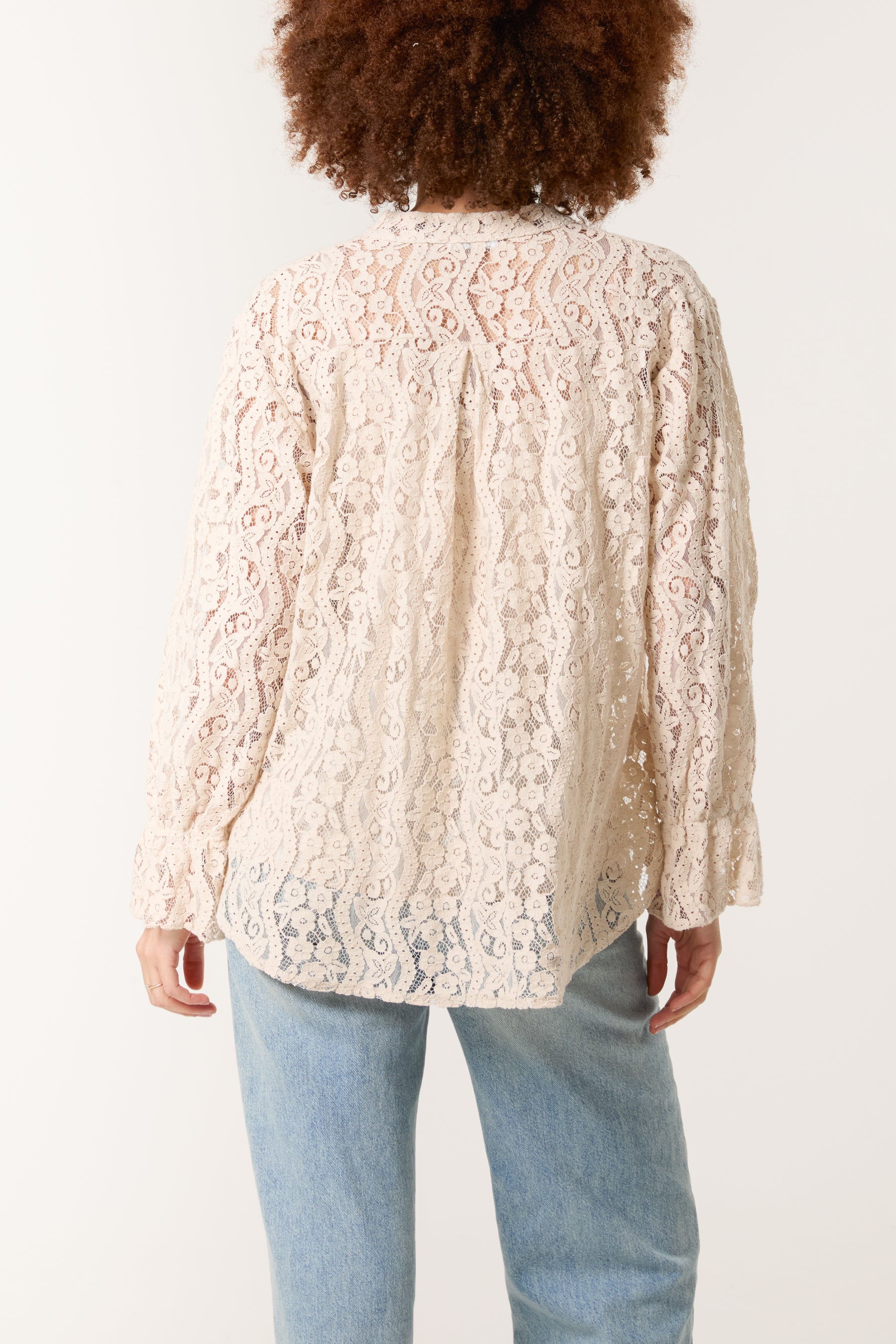 Long Sleeve Floral Lace Lined Blouse