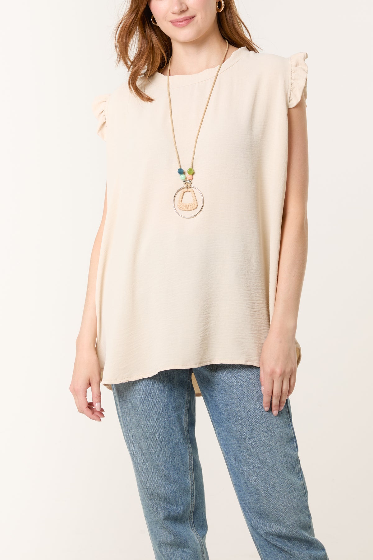 Necklace Frill Sleeve Top
