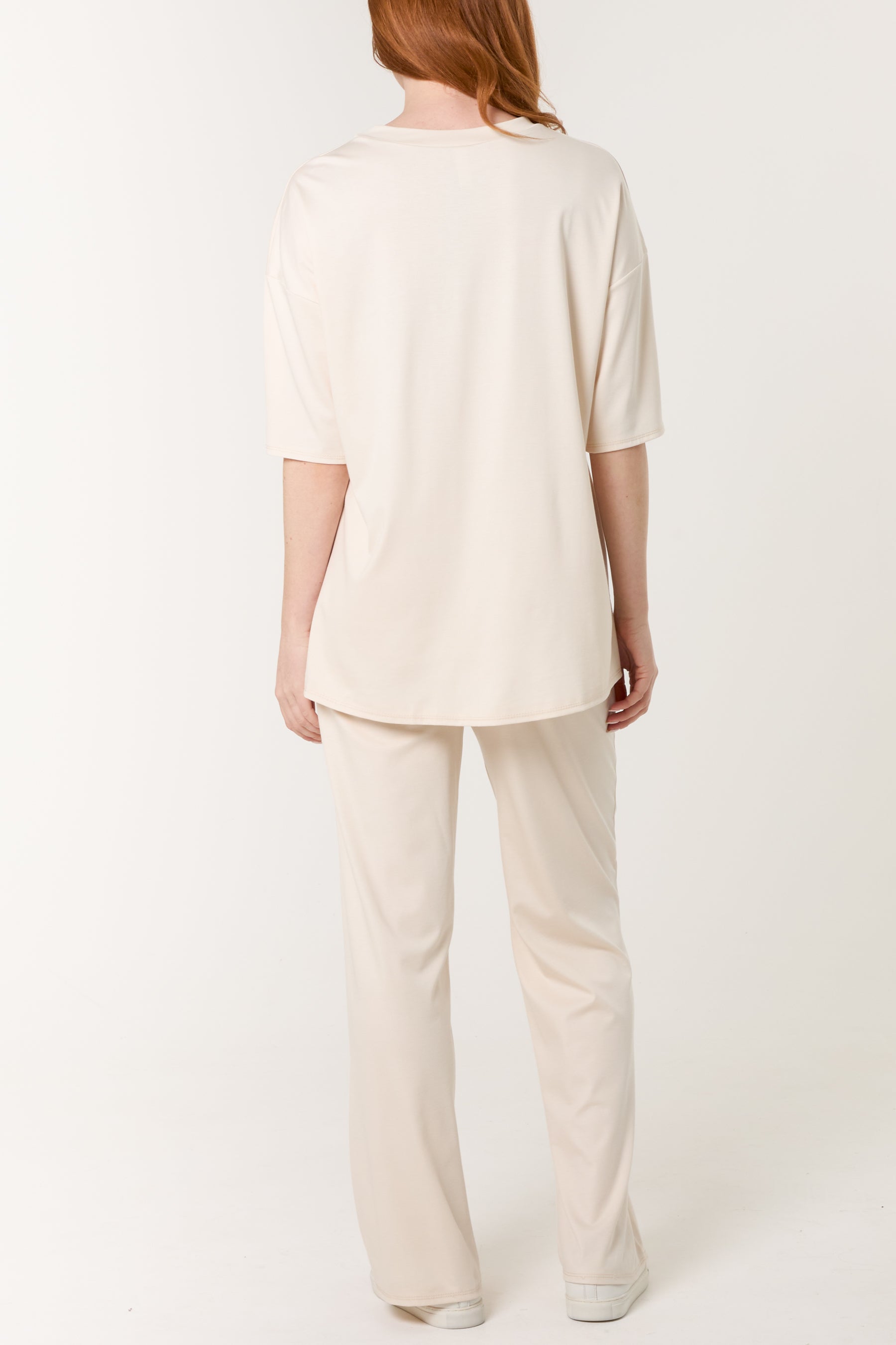 Short Sleeve Top Crease Trouser Set