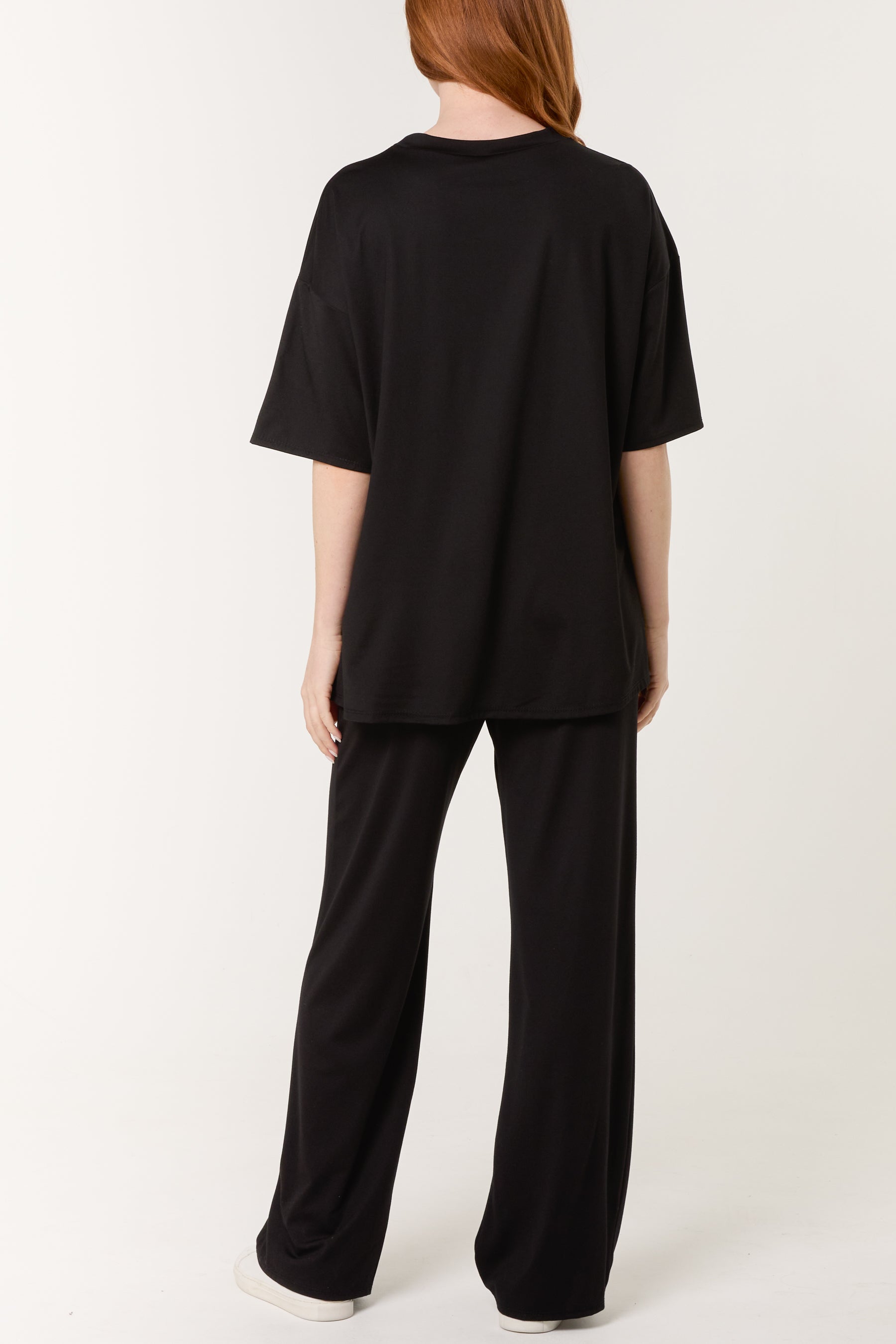 Short Sleeve Top Crease Trouser Set