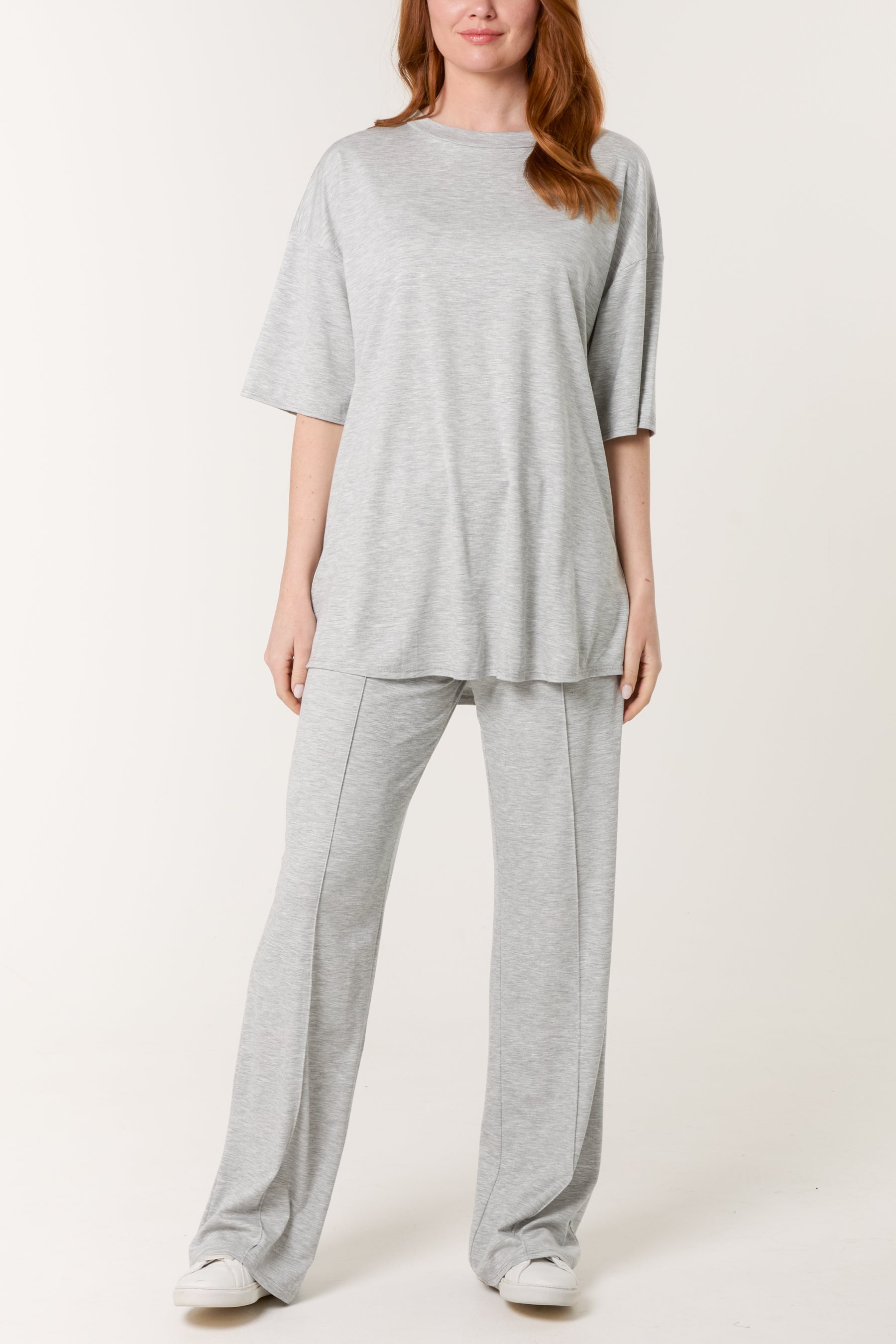 Short Sleeve Top Crease Trouser Set