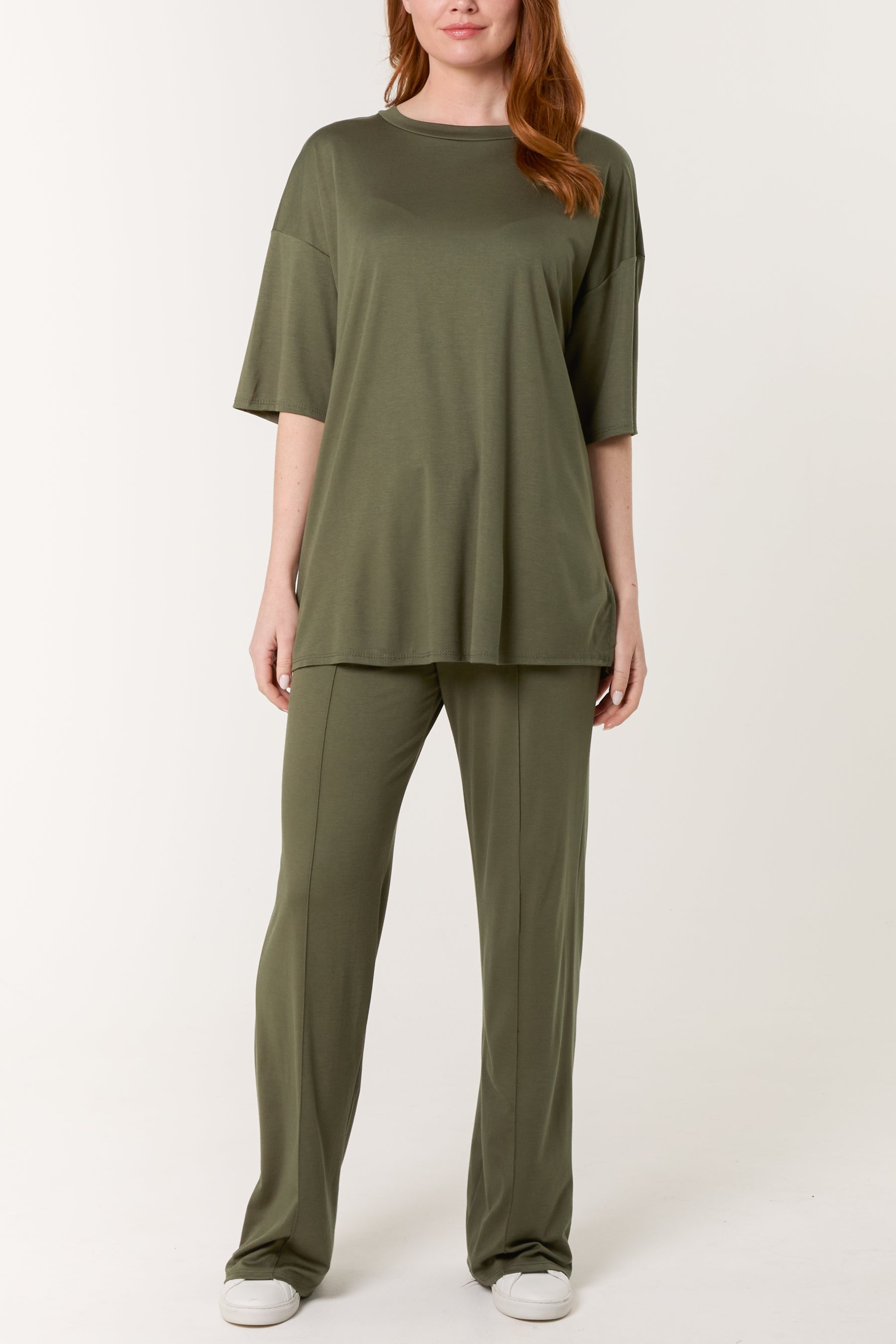 Short Sleeve Top Crease Trouser Set