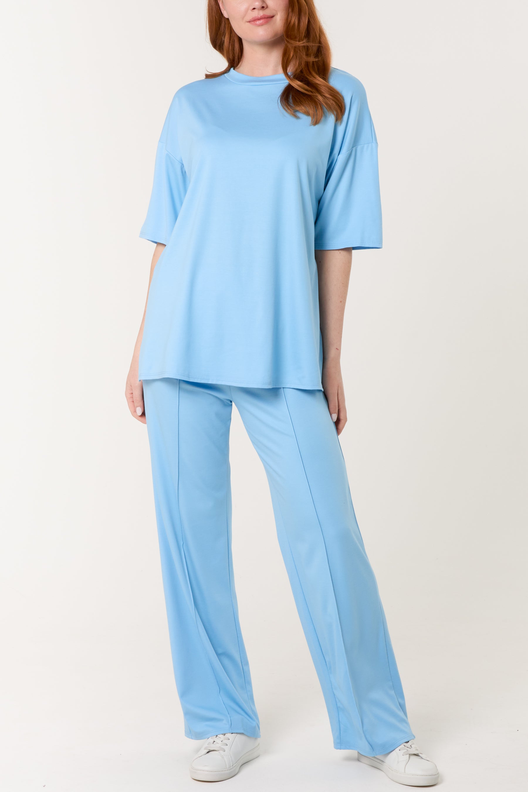 Short Sleeve Top Crease Trouser Set