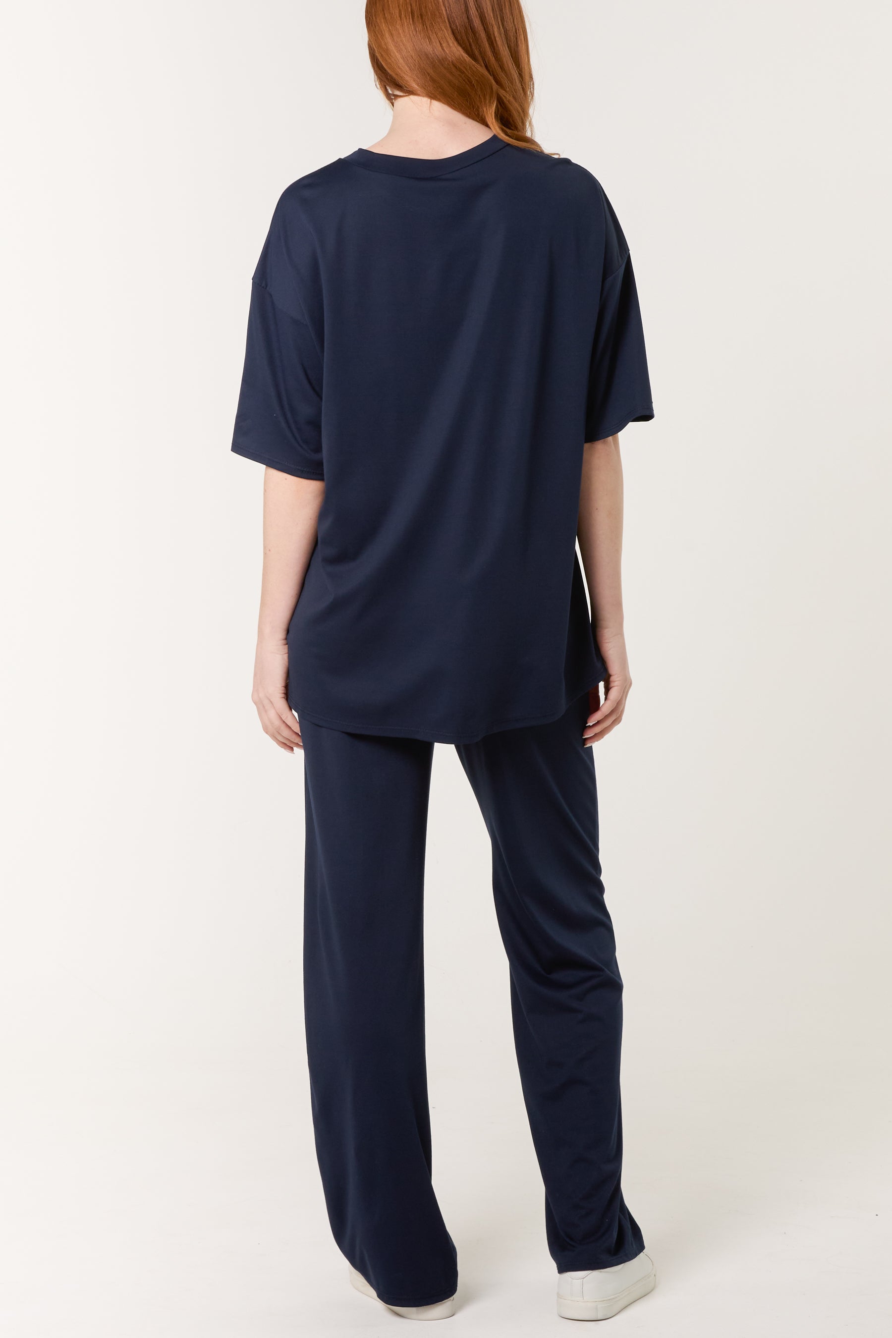 Short Sleeve Top Crease Trouser Set