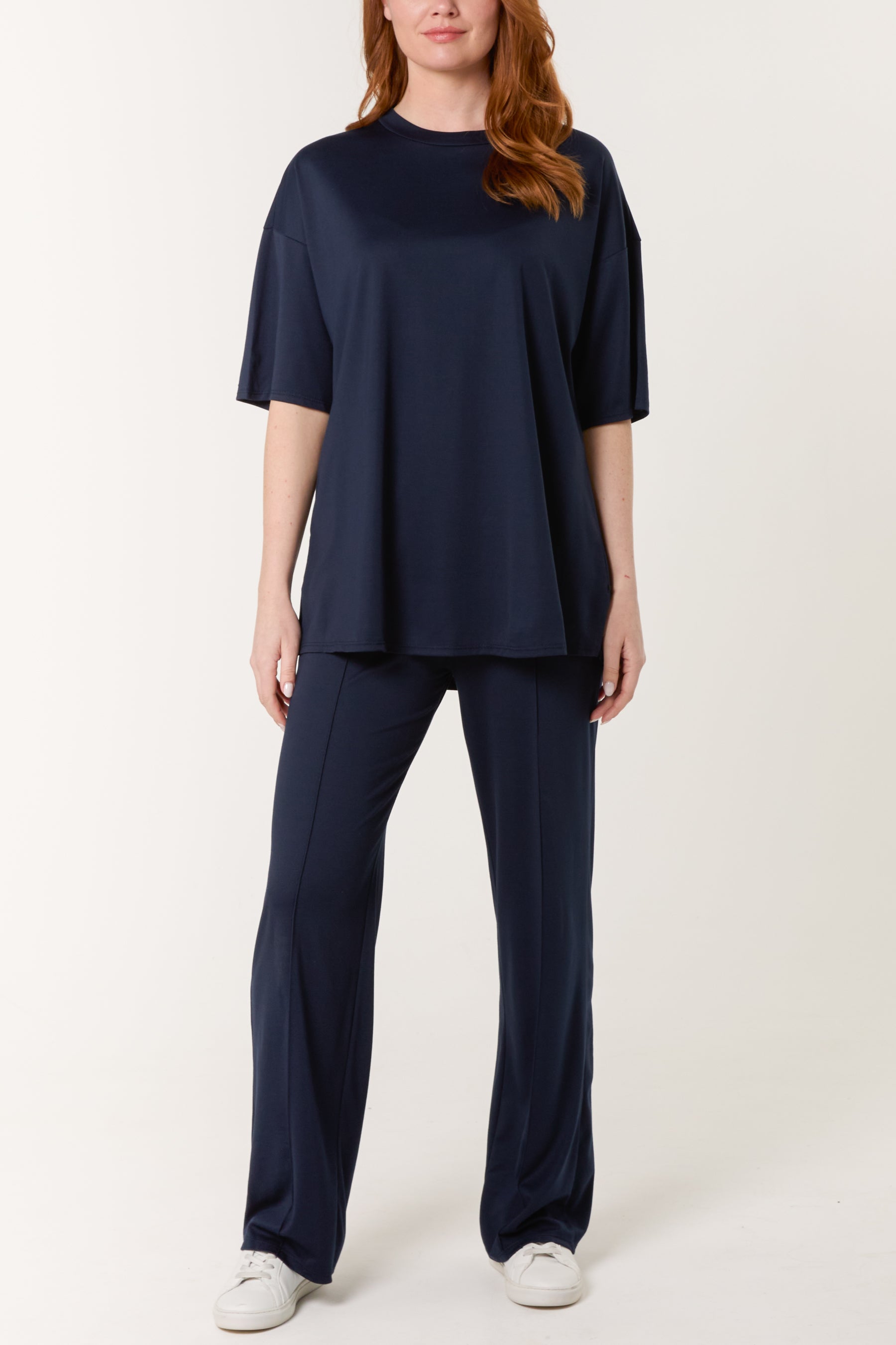 Short Sleeve Top Crease Trouser Set