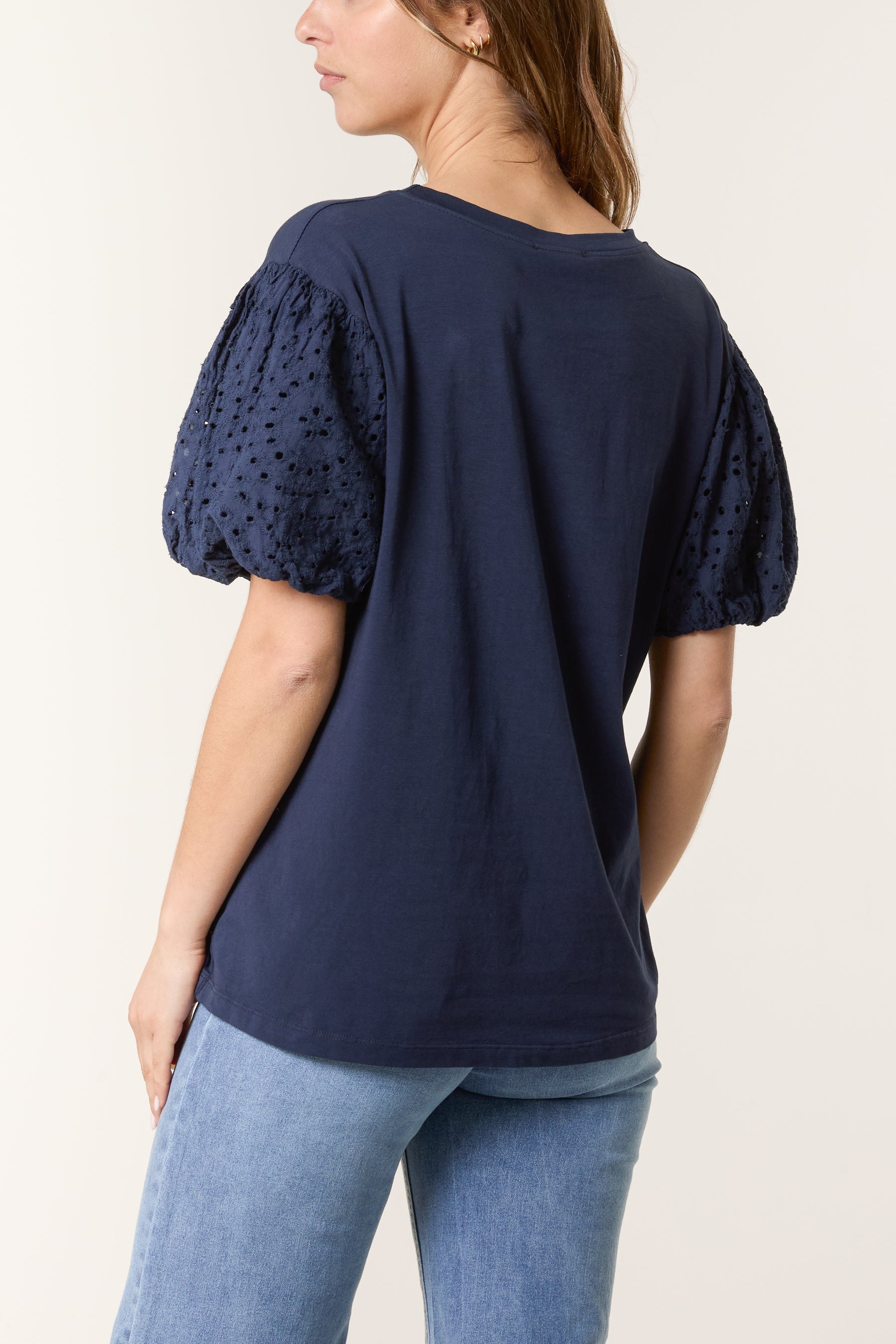 Broderie Anglaise Balloon Sleeve Top