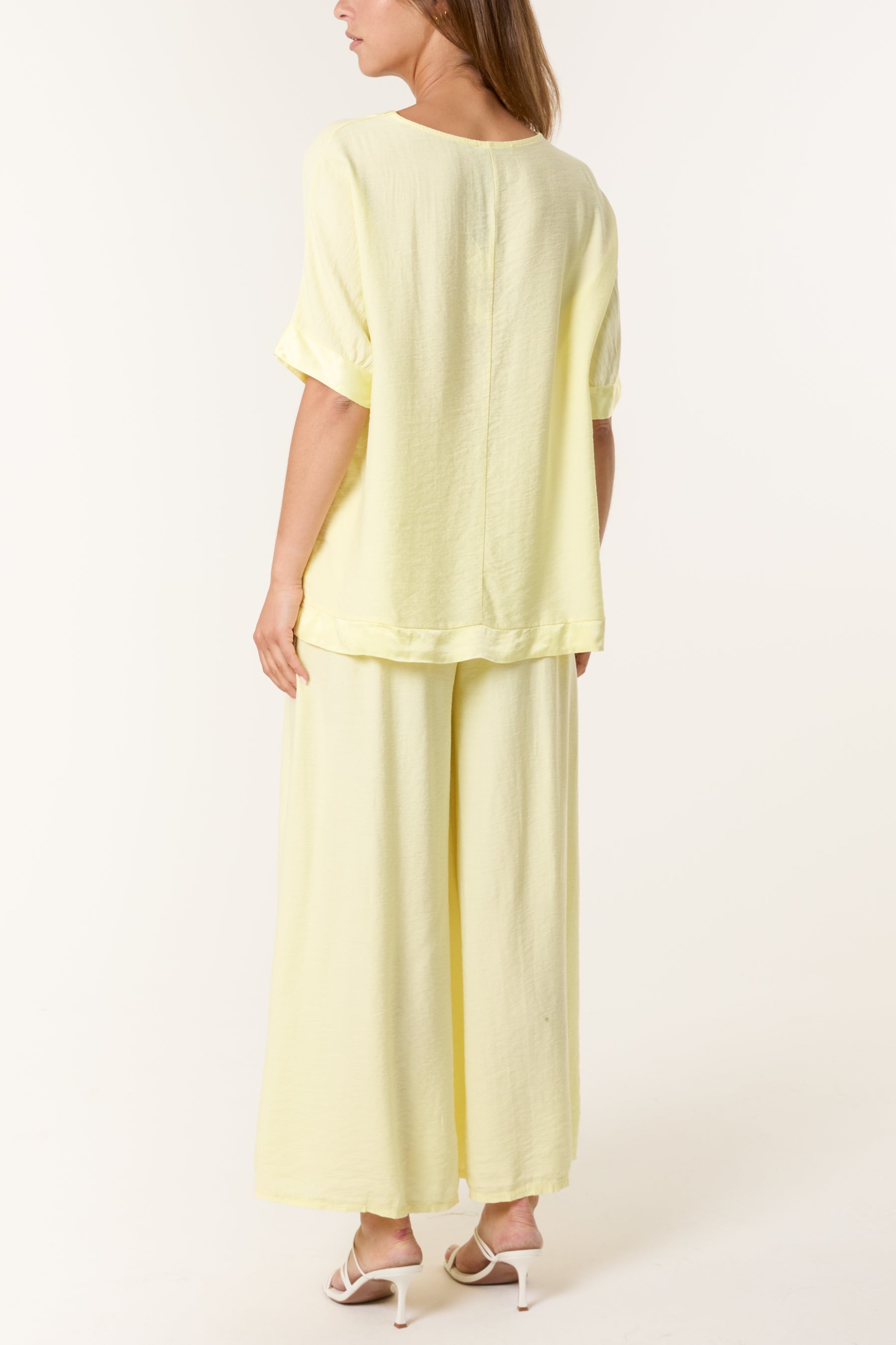 Satin Trim Top & Trousers Set