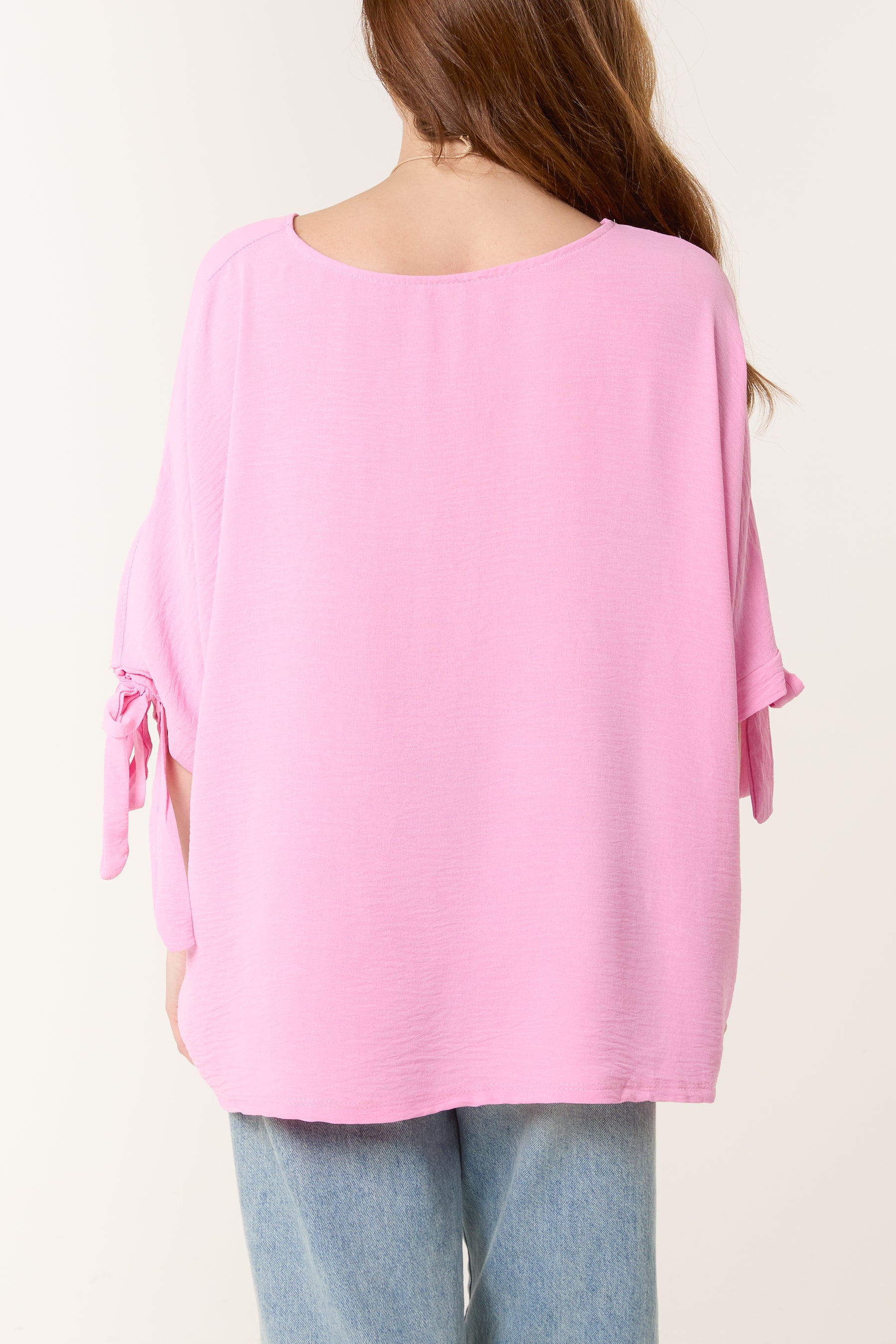 Necklace Bow Sleeve Blouse
