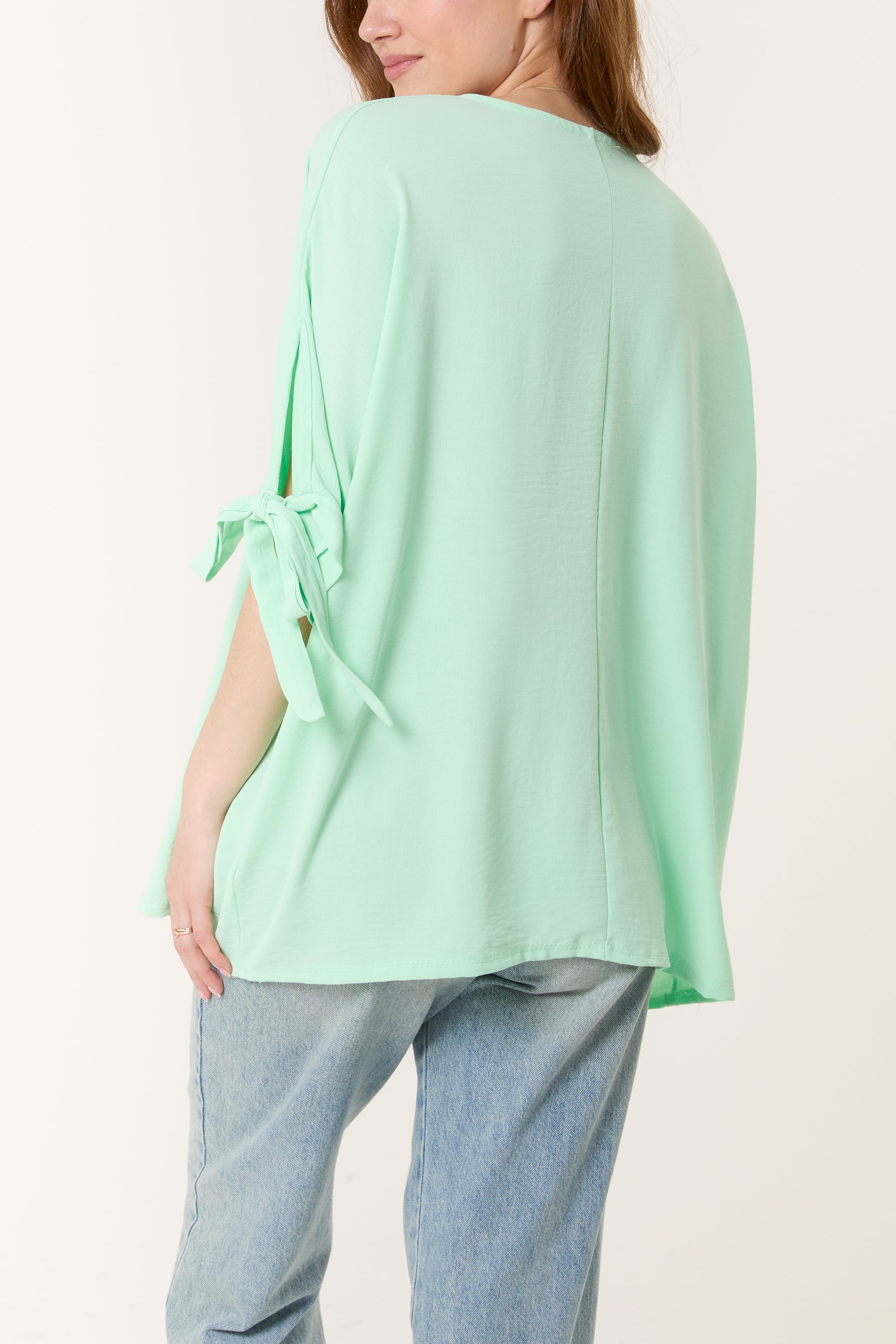 Necklace Bow Sleeve Blouse