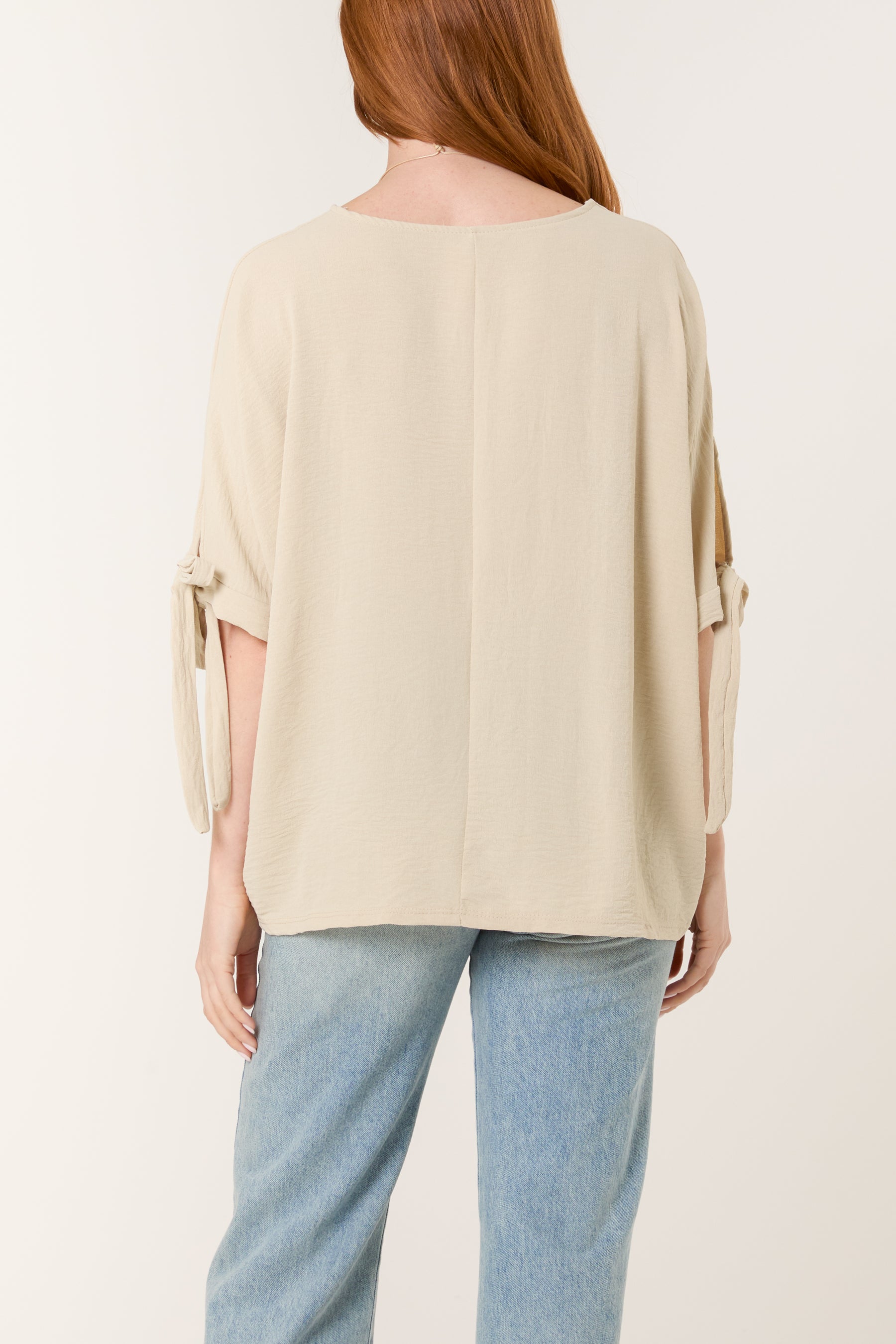 Necklace Bow Sleeve Blouse