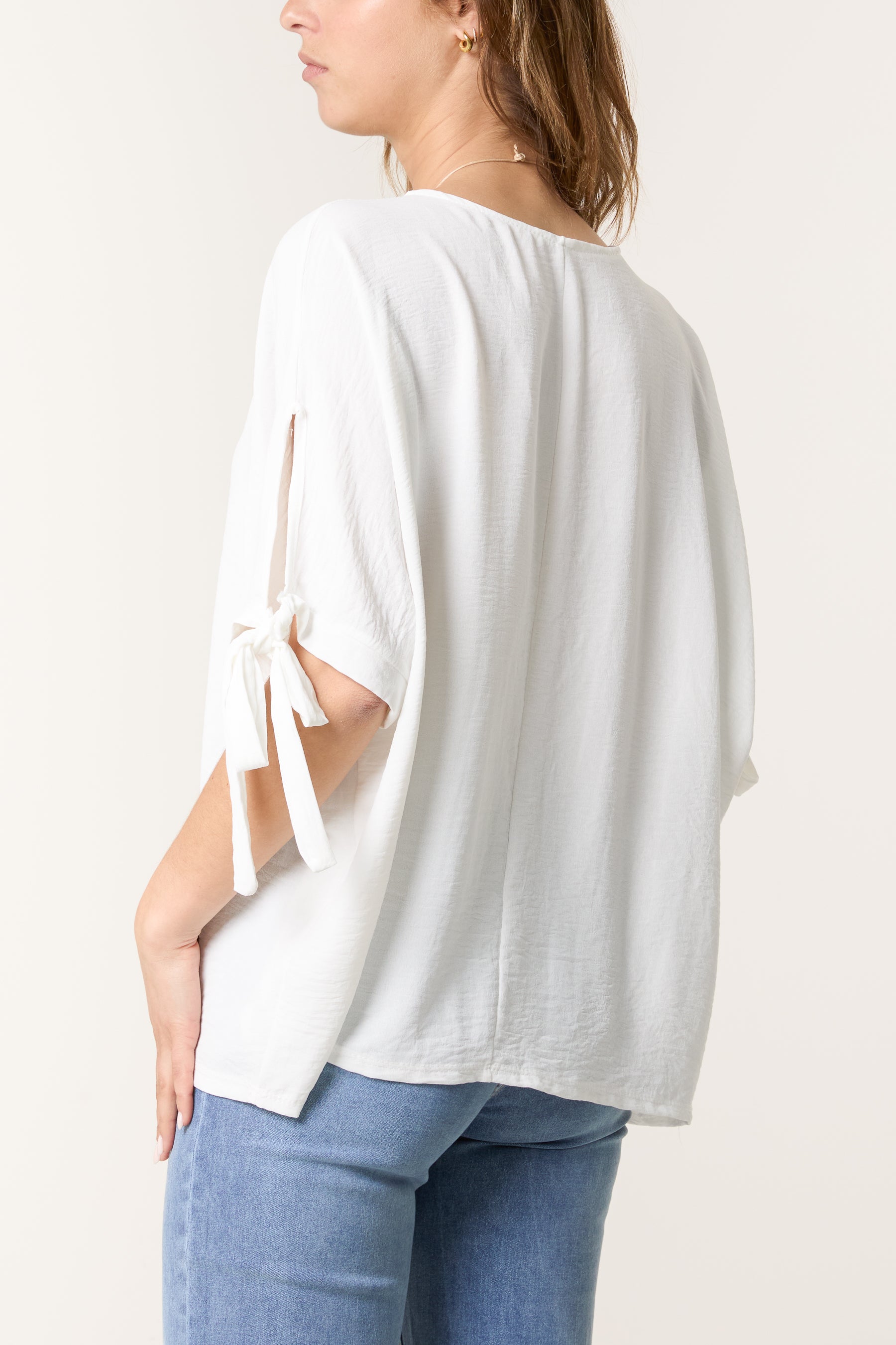 Necklace Bow Sleeve Blouse