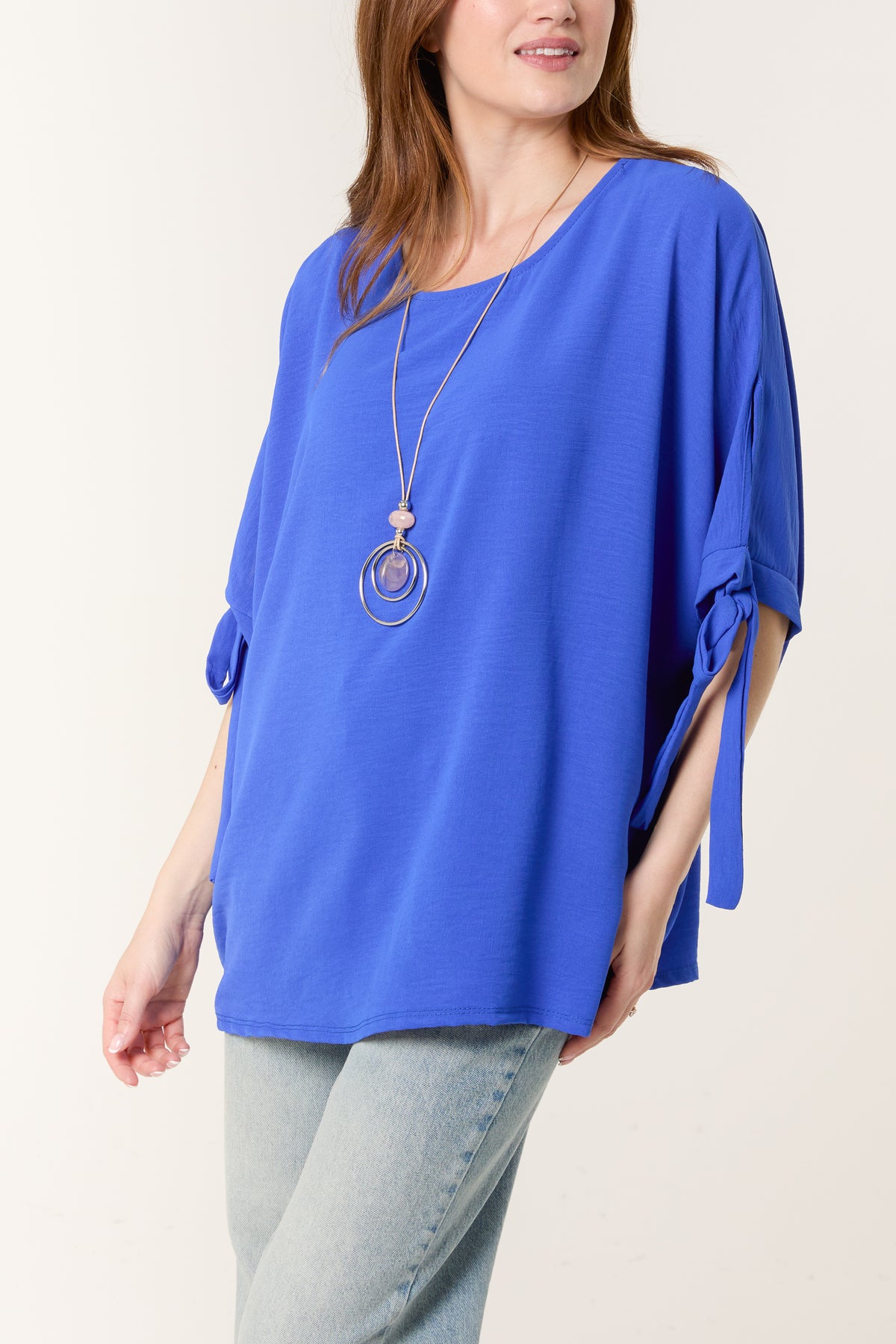Necklace Bow Sleeve Blouse