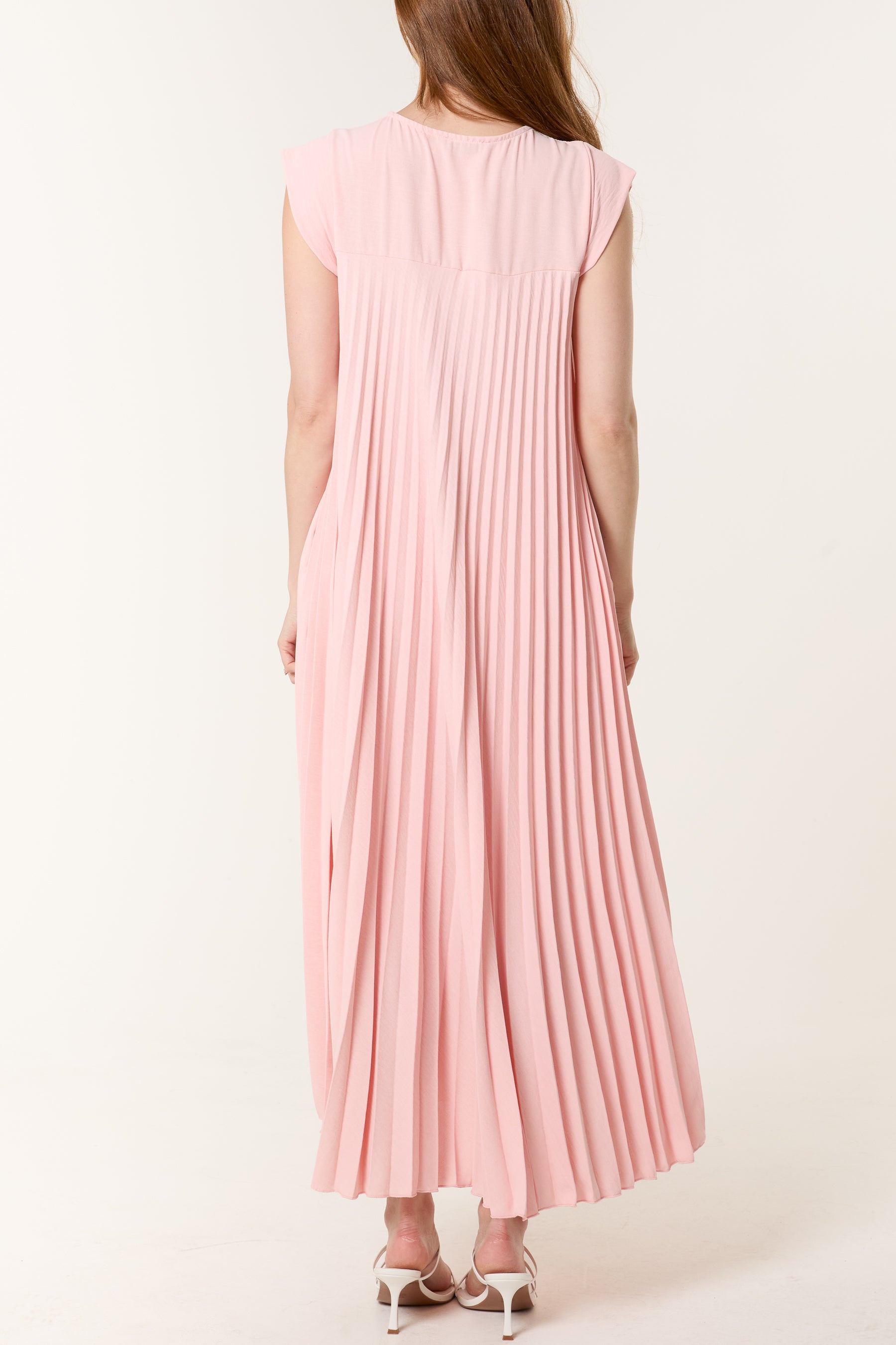 Cap Sleeve Pleated Maxi Dress