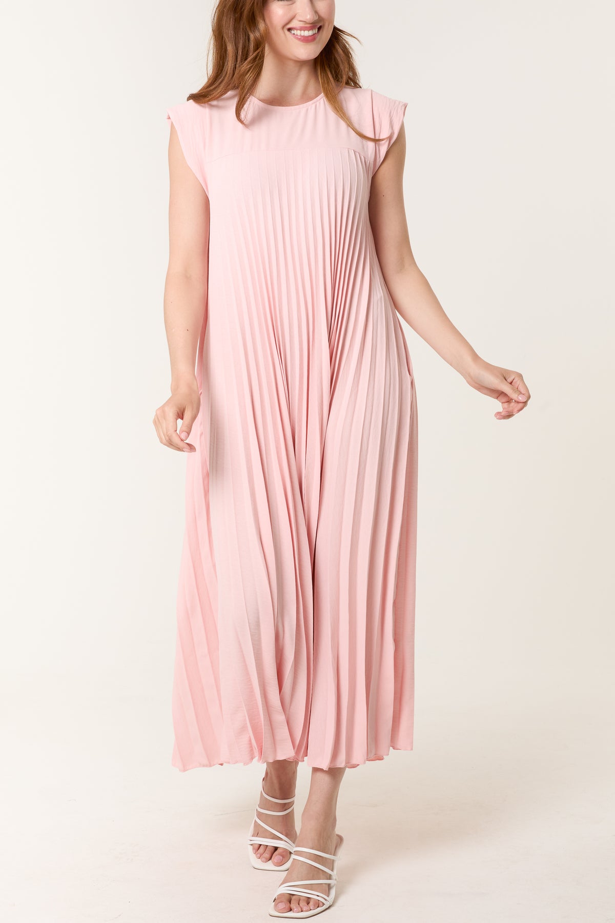 Cap Sleeve Pleated Maxi Dress